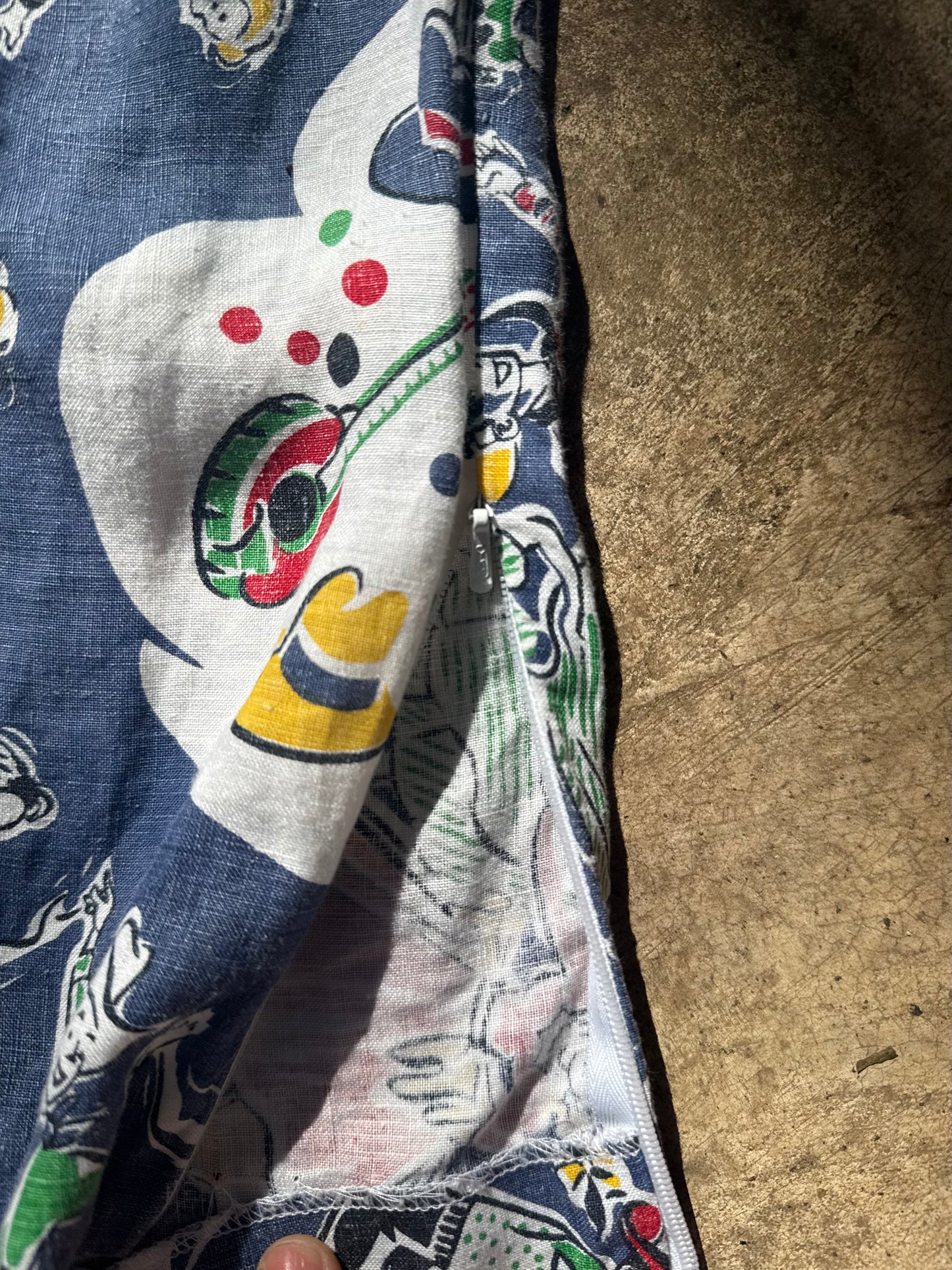 1980's Linen DKNY Novelty Western Print Pants