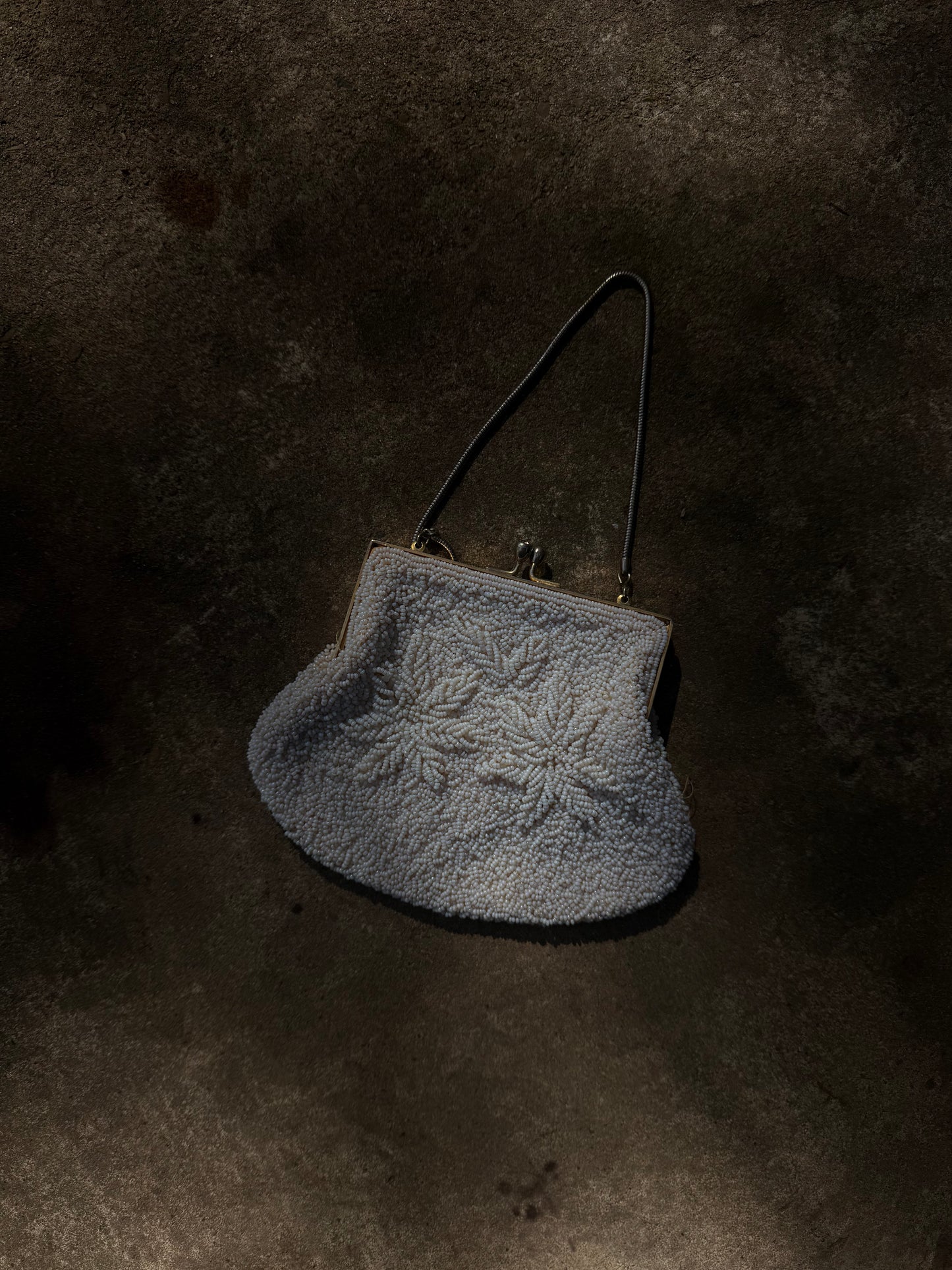 1960's Beaded Floral White Purse