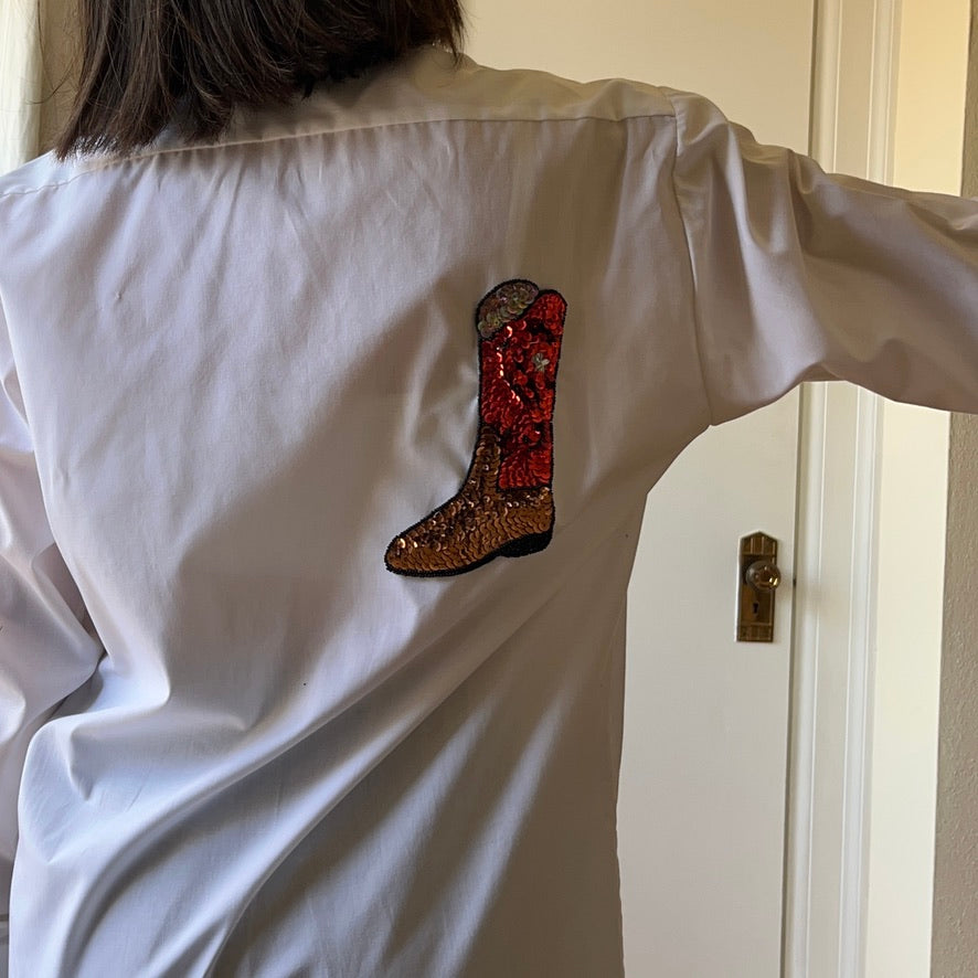 Western Sequined Tuxedo Shirt