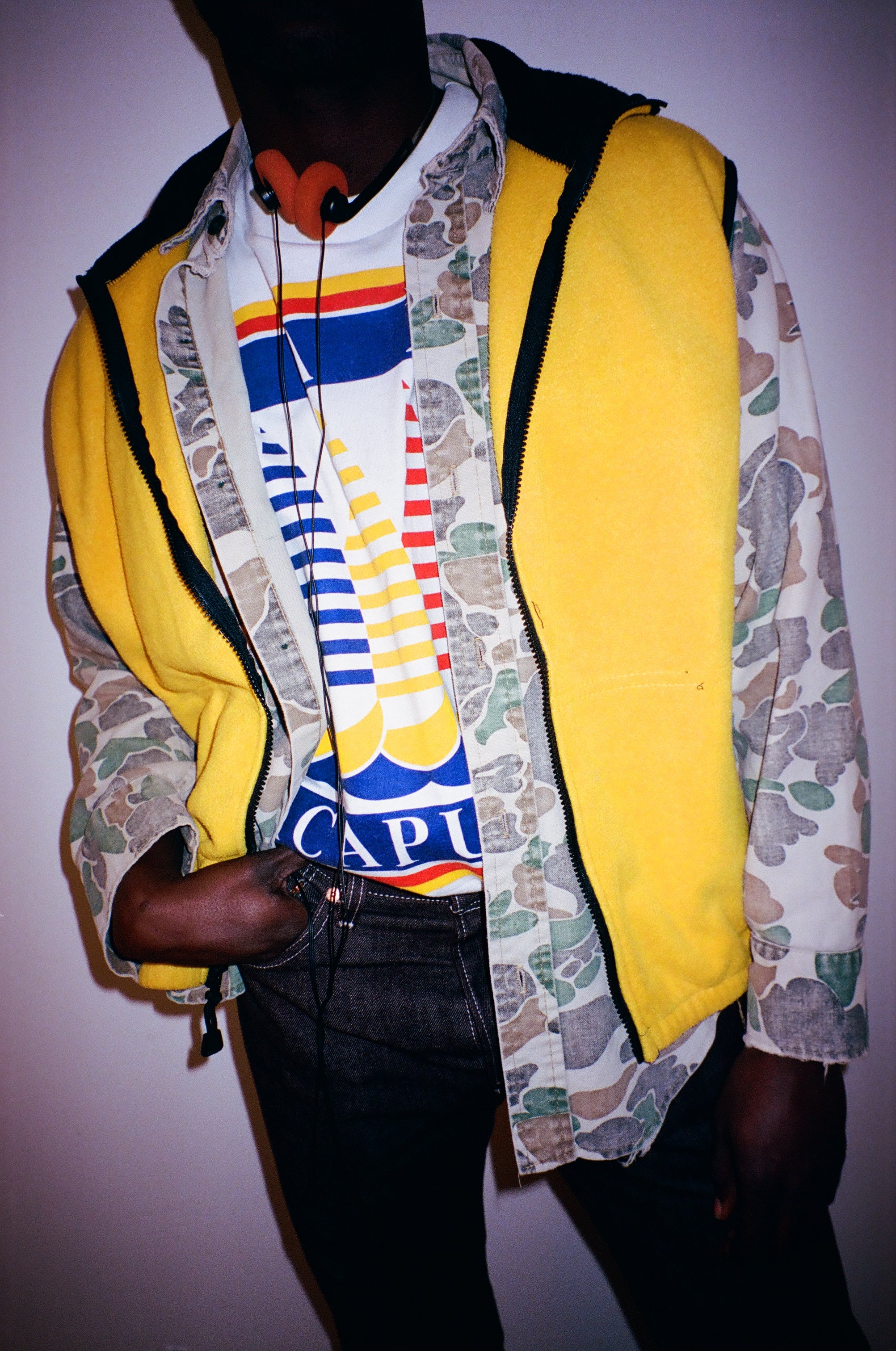 Y2K Safety Yellow Fleece Zip Up Vest
