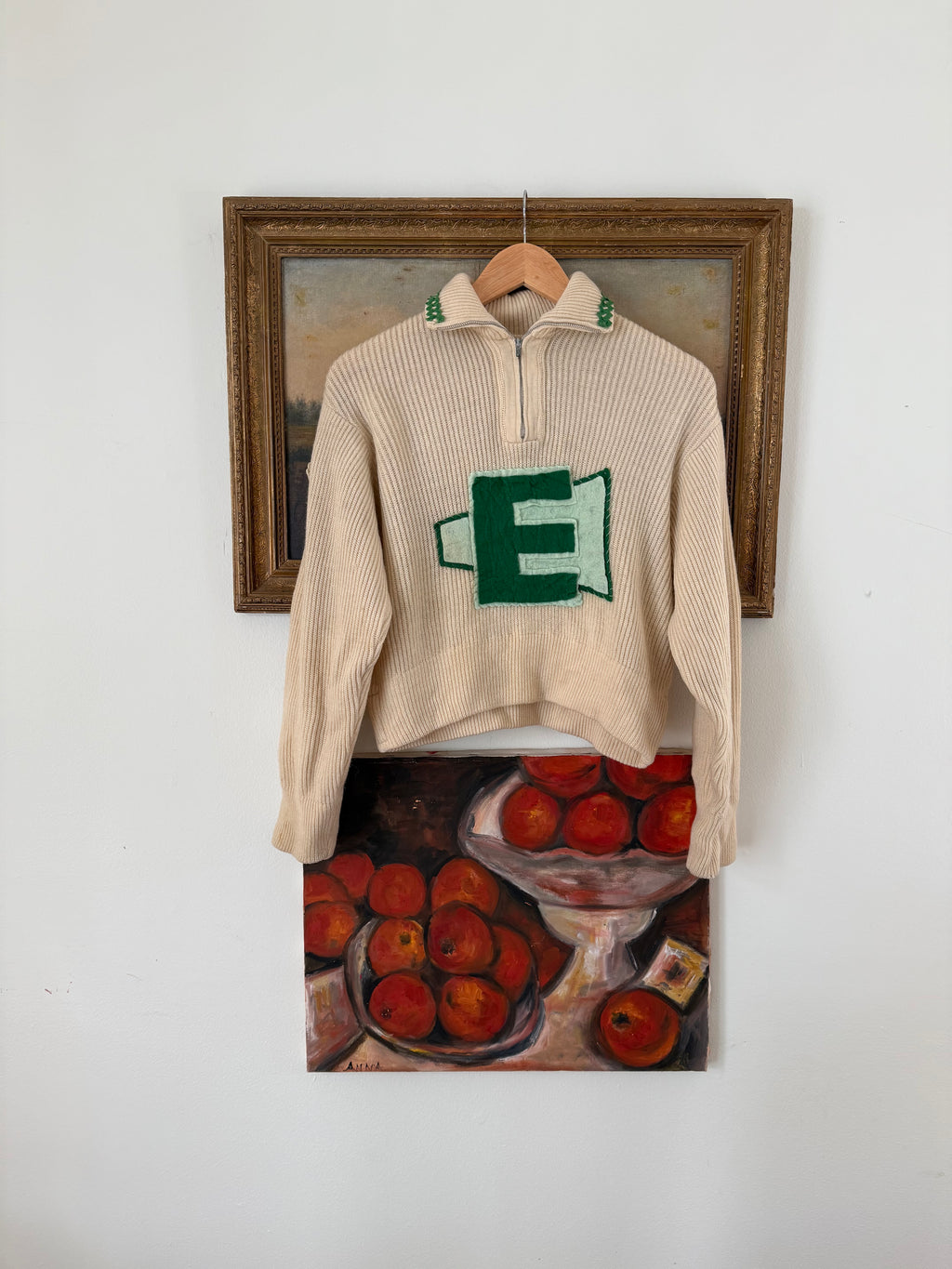 1940’s Wool Collegiate Half-Zip Varsity Sweater