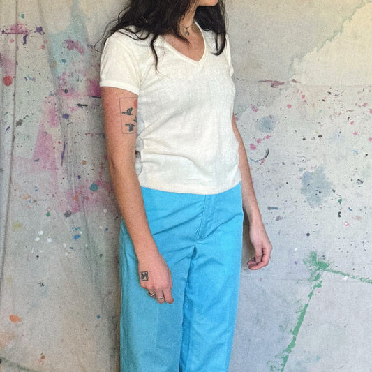 1970's Ivory Terrycloth V-Neck Tee