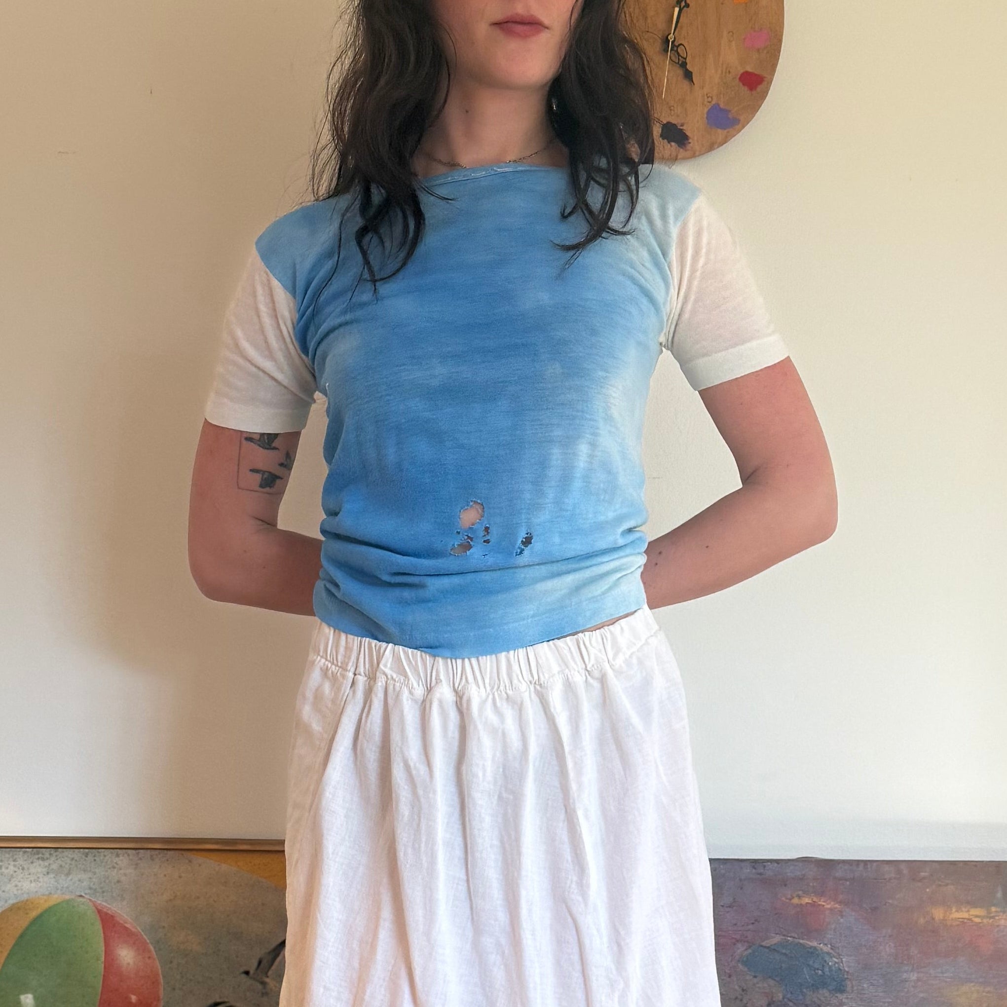 1960's Hand-Dyed Sky Fade Baby Tee