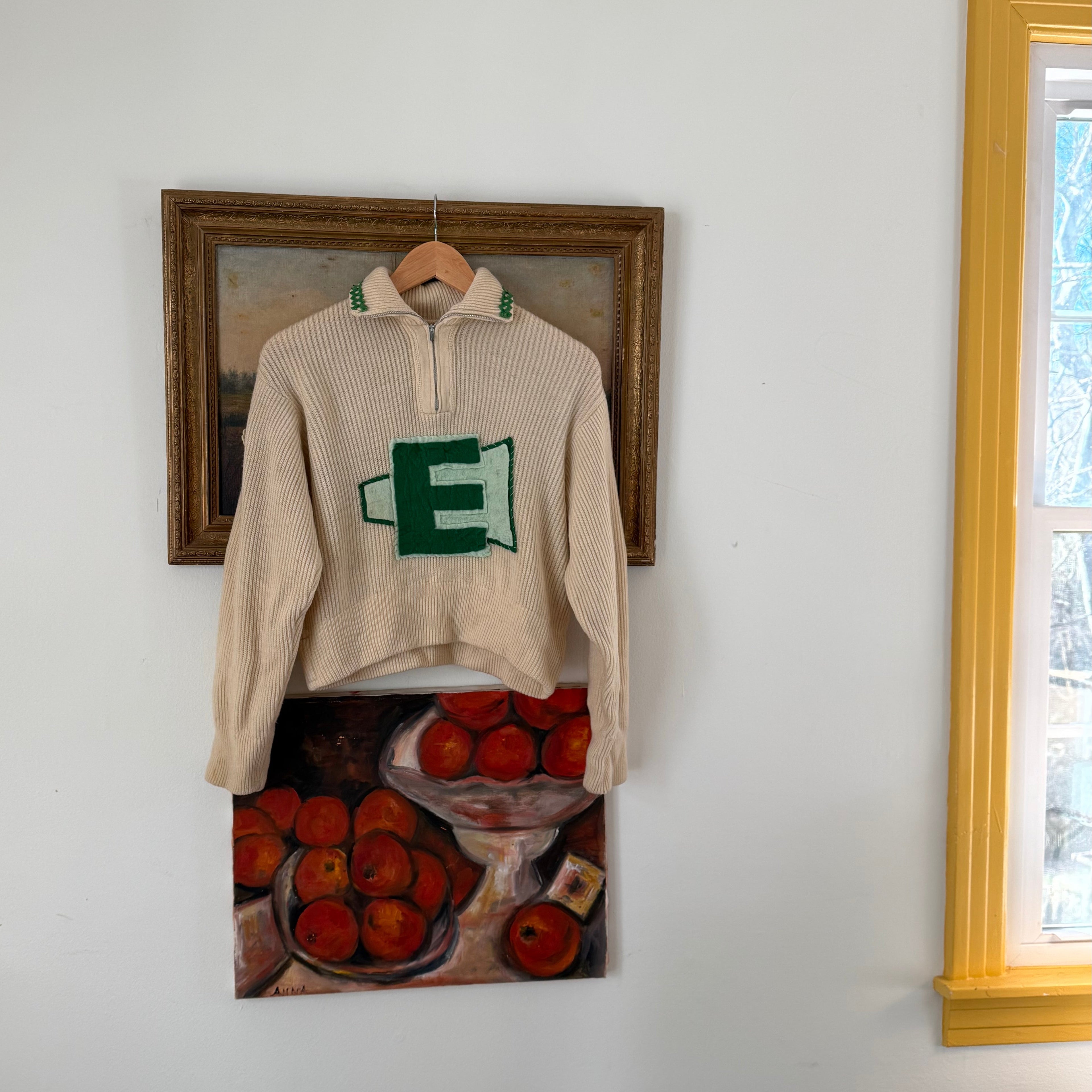 1940’s Wool Collegiate Half-Zip Varsity Sweater