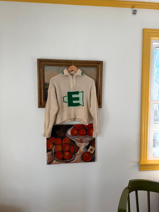 1940’s Wool Collegiate Half-Zip Varsity Sweater
