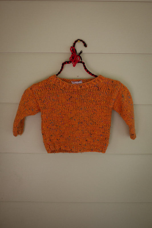 Toddler Orange Hand Knit Sweater