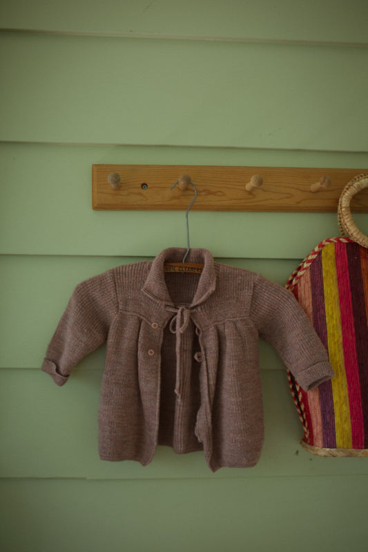 Mauve Wool Knit Toddler Cardigan