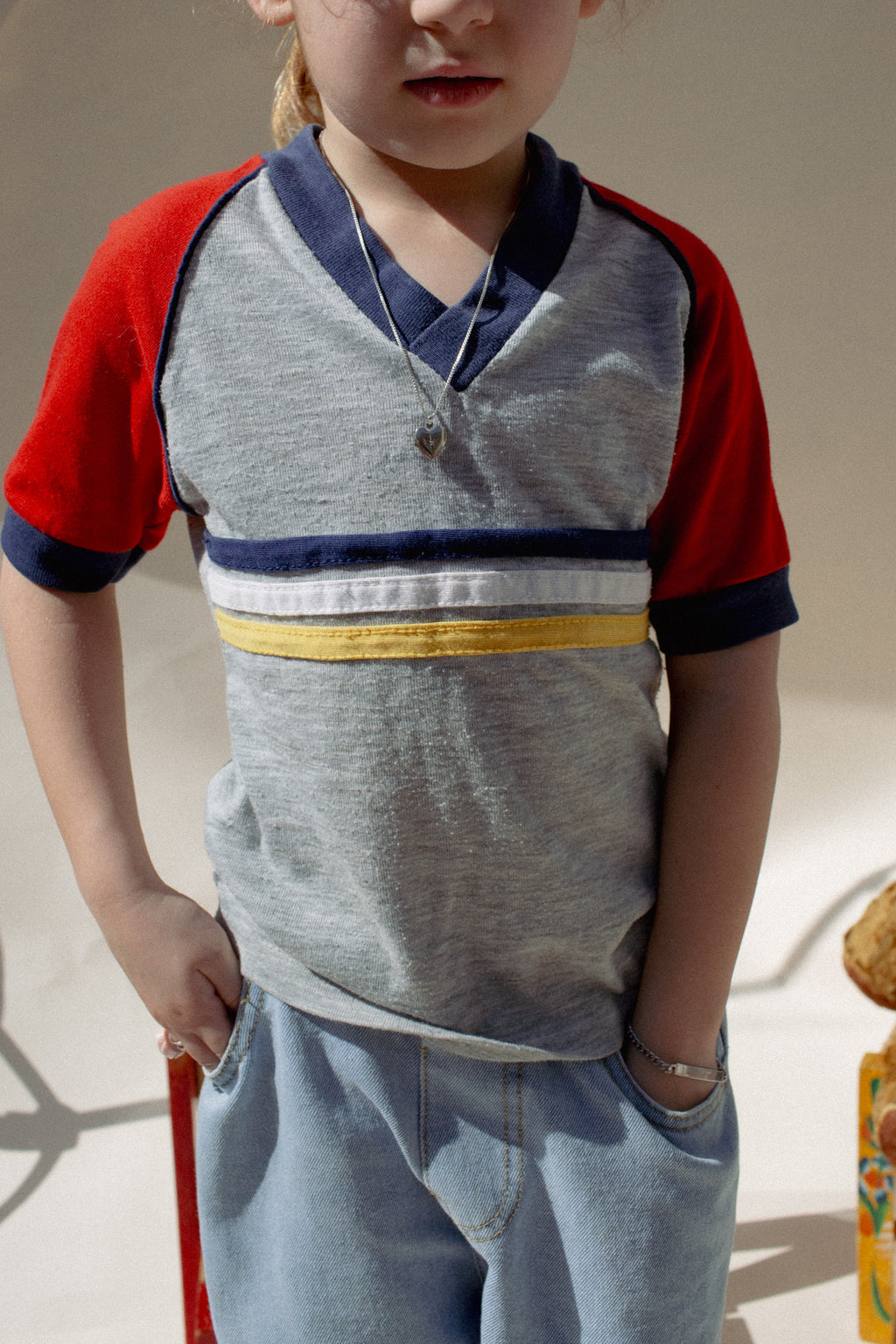 1970's Striped V-Neck
