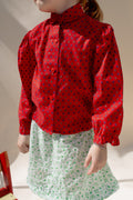 1980's Red Ruffle Sleeve Toddler Blouse