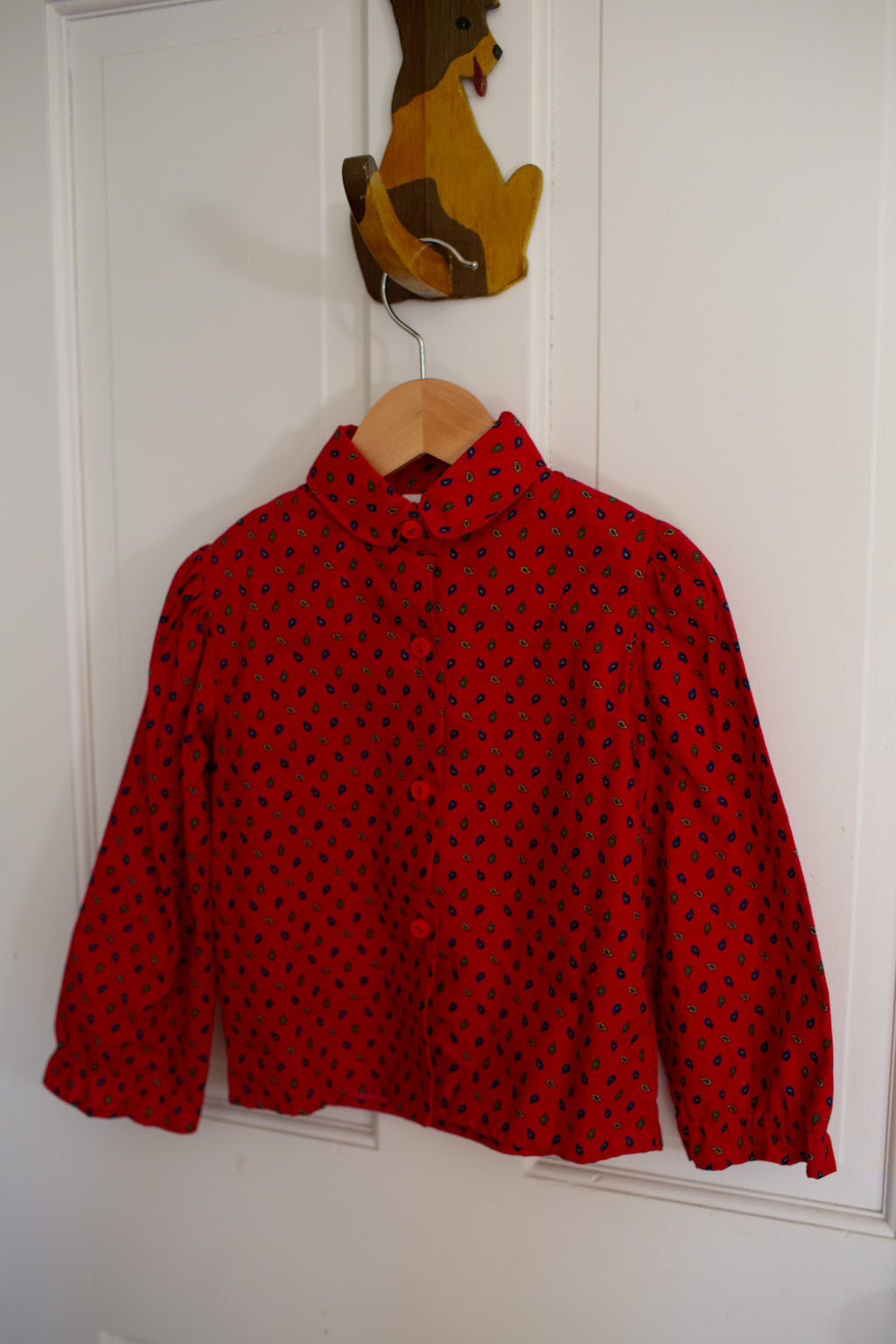 1980's Red Ruffle Sleeve Toddler Blouse