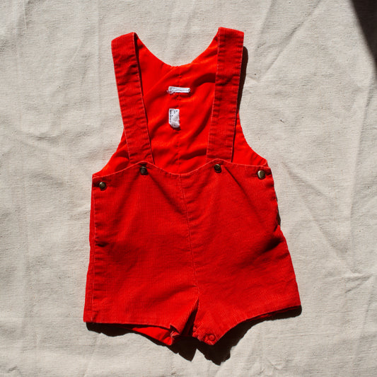 Vintage Corduroy Red Short Toddler Overalls