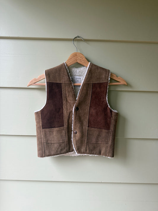 80's Kids Suede & Sherpa Vest (Size 7)