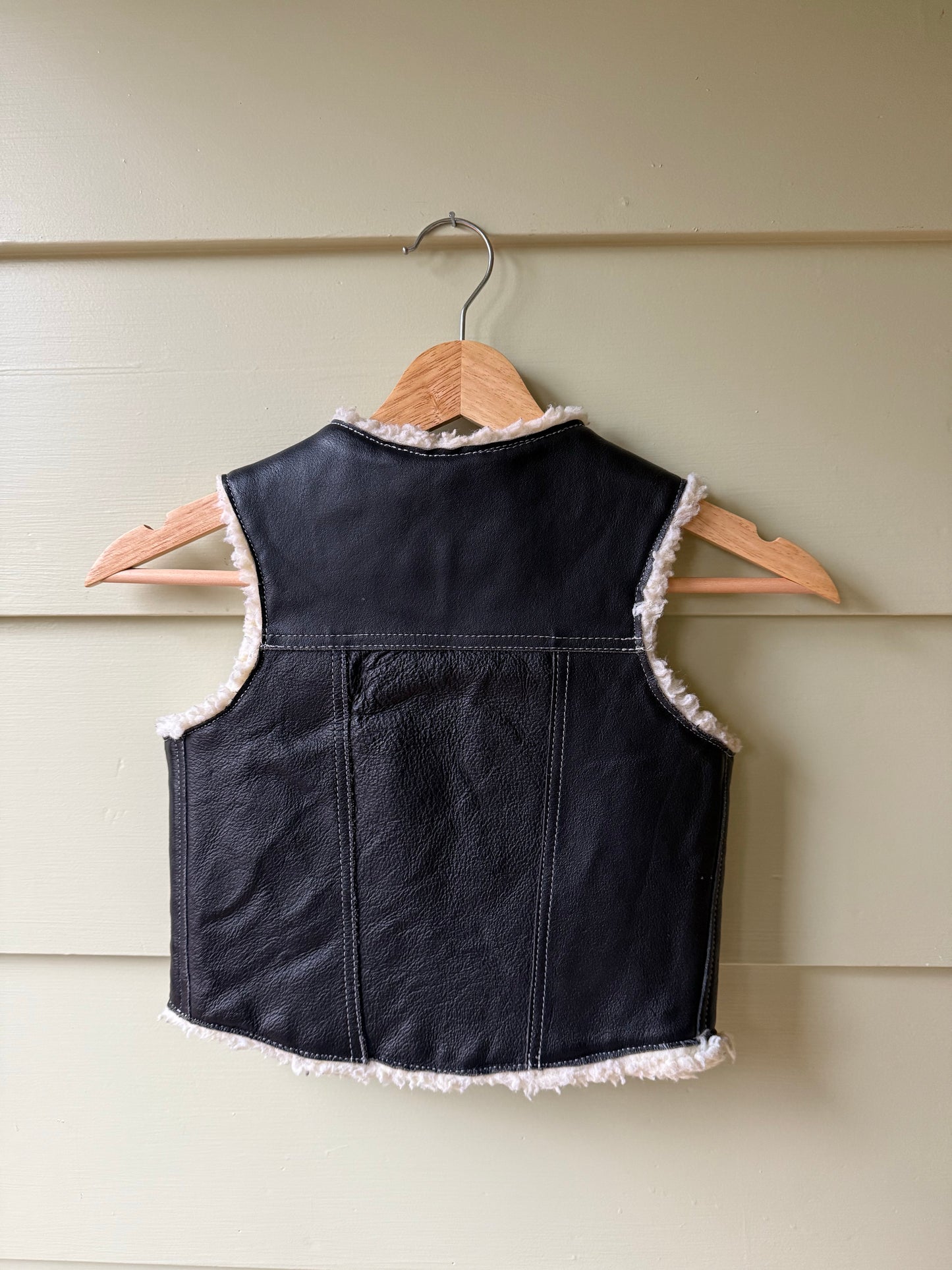 80's Kids Sherpa Leather Vest (Size 7)