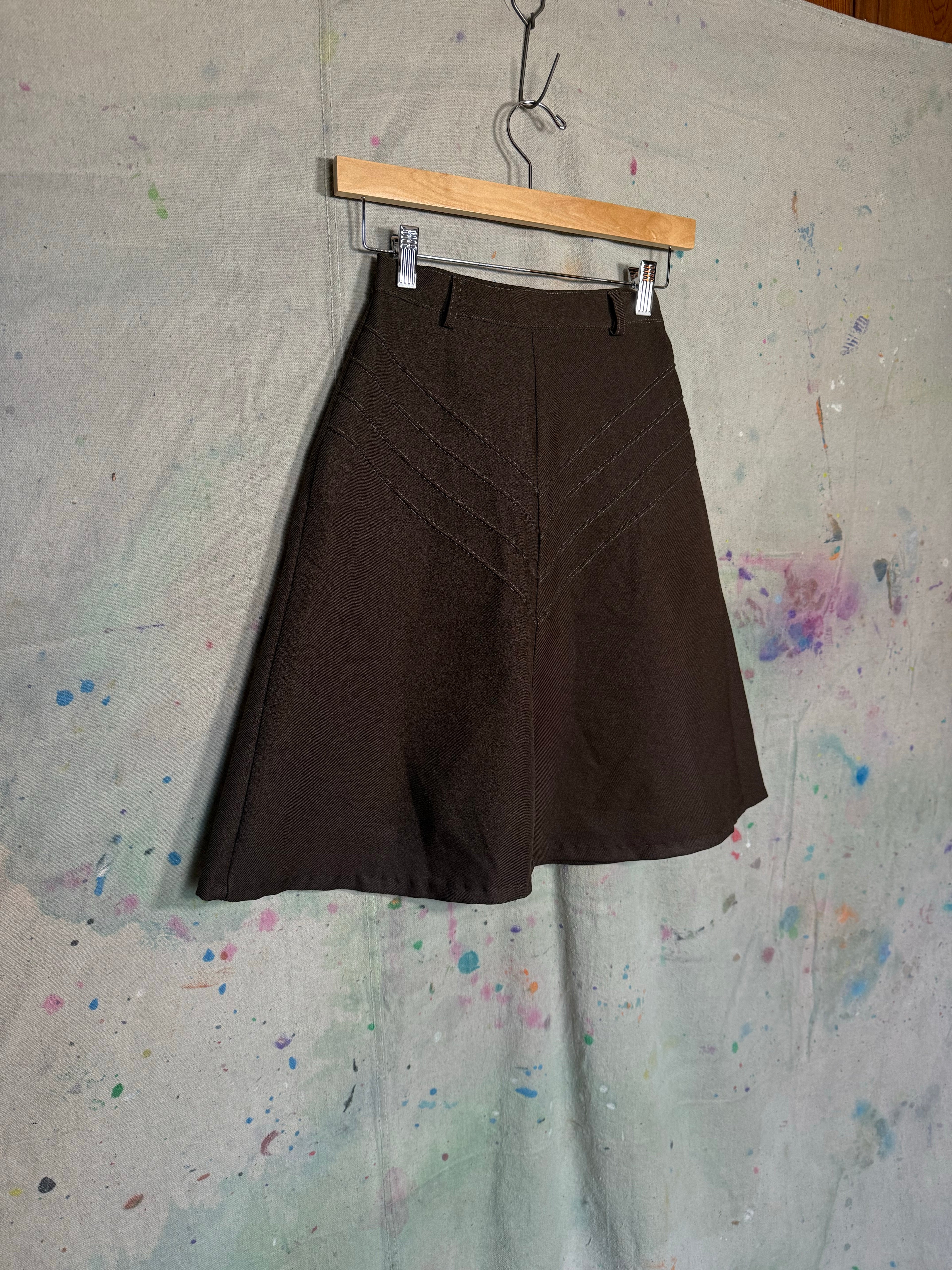 1970's Chocolate Brown A-Line Skirt