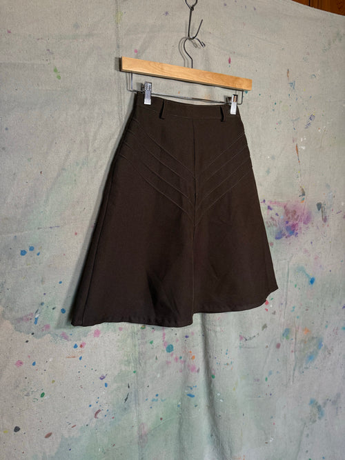 1970's Chocolate Brown A-Line Skirt