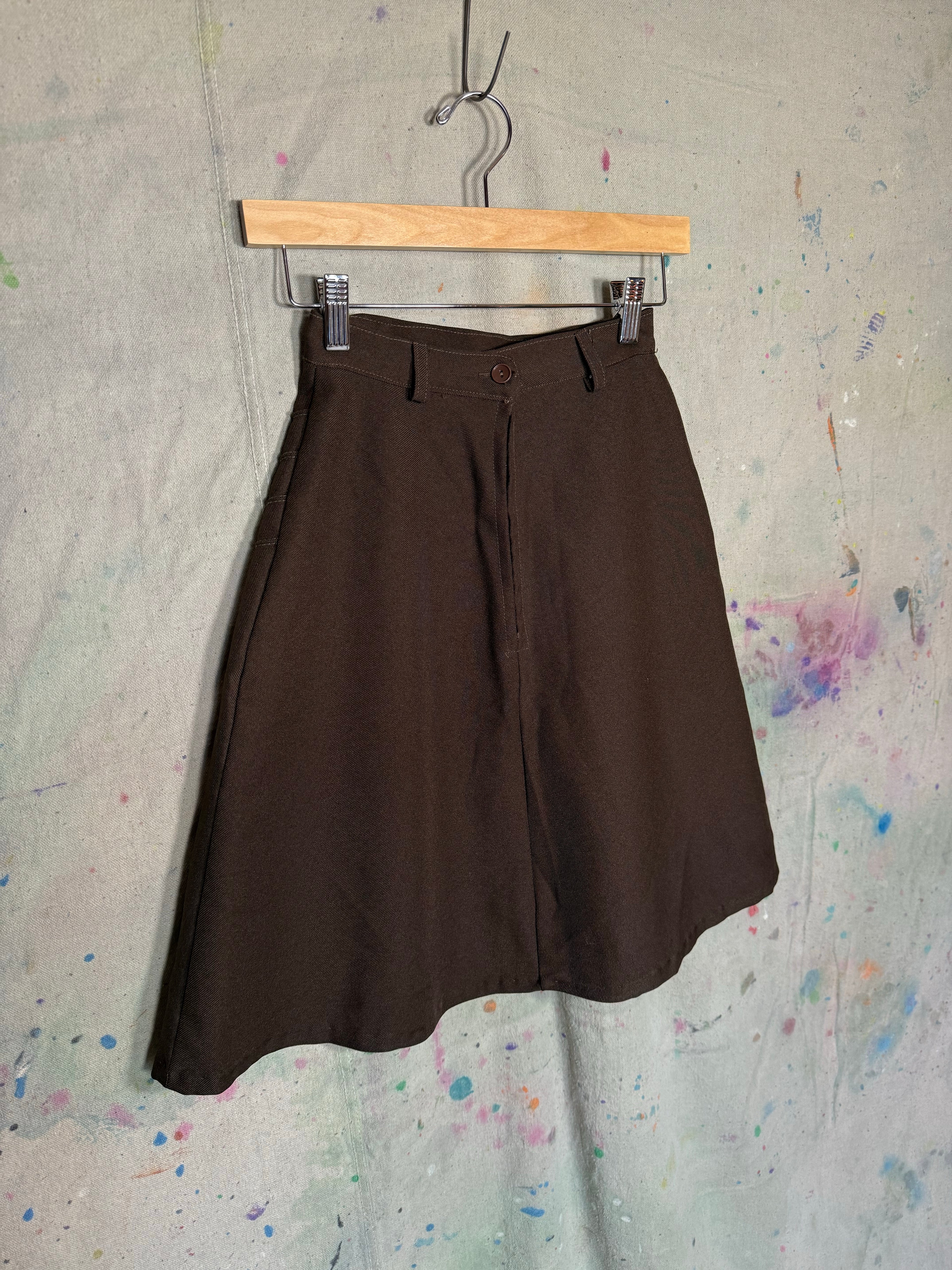1970's Chocolate Brown A-Line Skirt