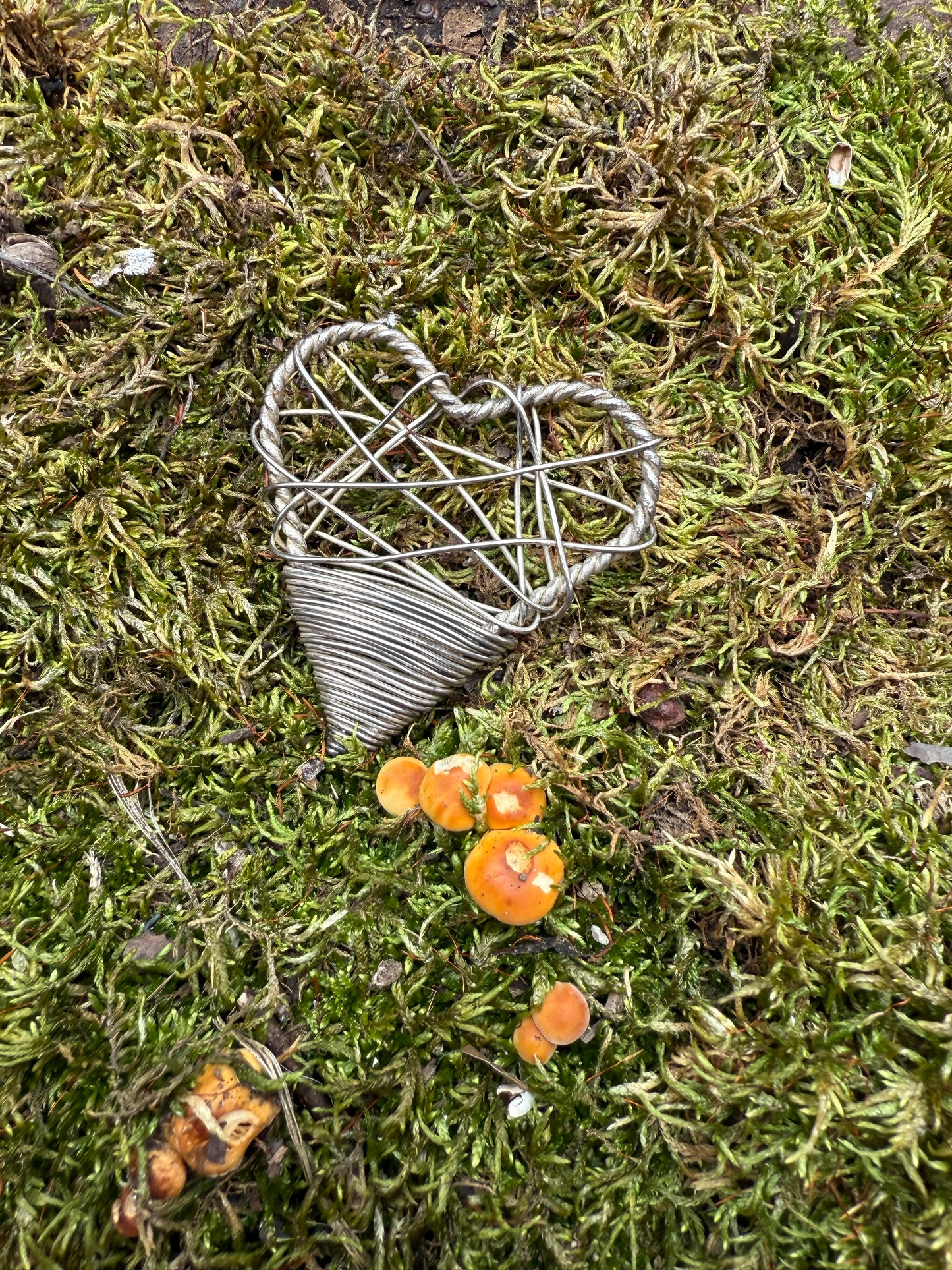 Vintage Hand-Wrapped Silver Heart Pendant
