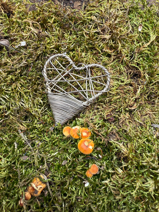 Vintage Hand-Wrapped Silver Heart Pendant