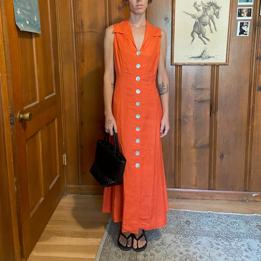 1990's Tangerine Linen Dress