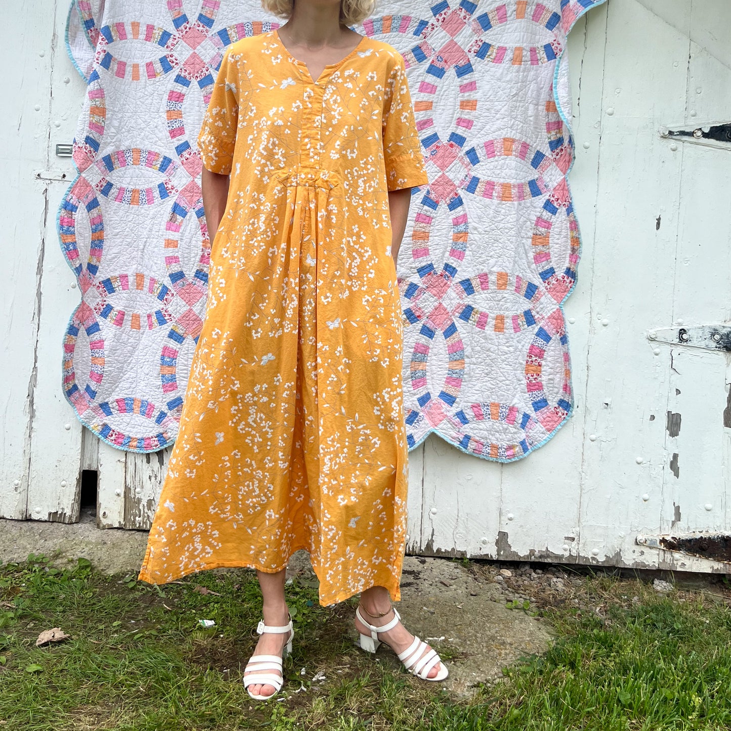 1980's Pale Orange House Dress