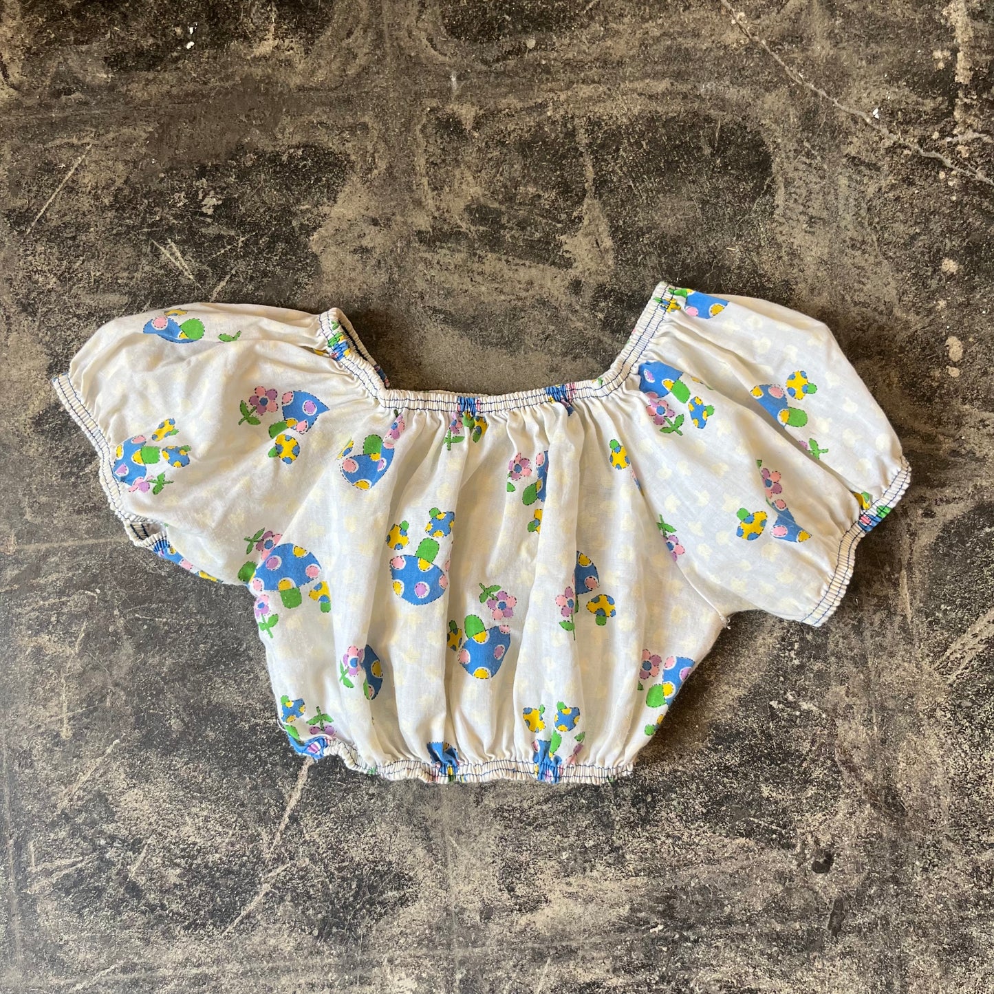 1970's Toddler Mushroom Print Crop Top