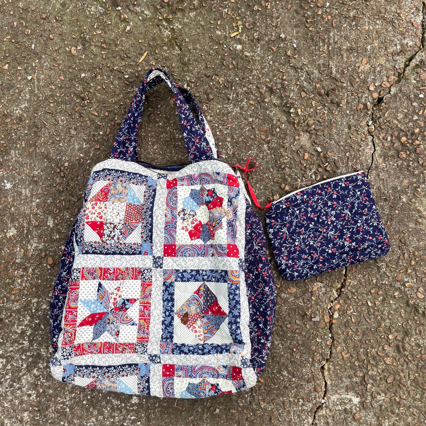 1980's Handmade Oversized Quilt Tote