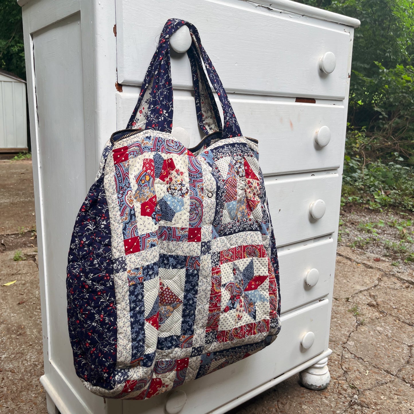 1980's Handmade Oversized Quilt Tote