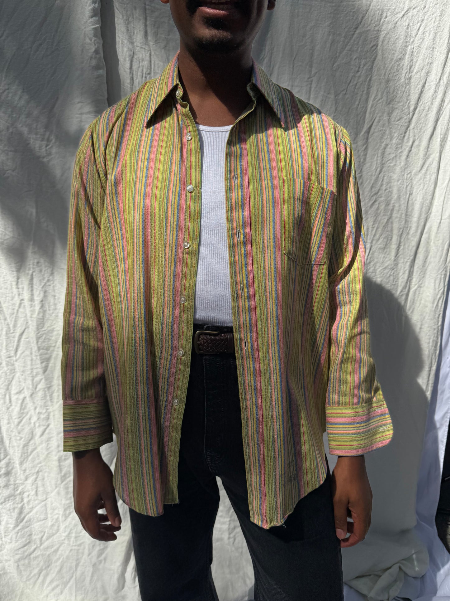 1970's Multi Color Stripe Button Down