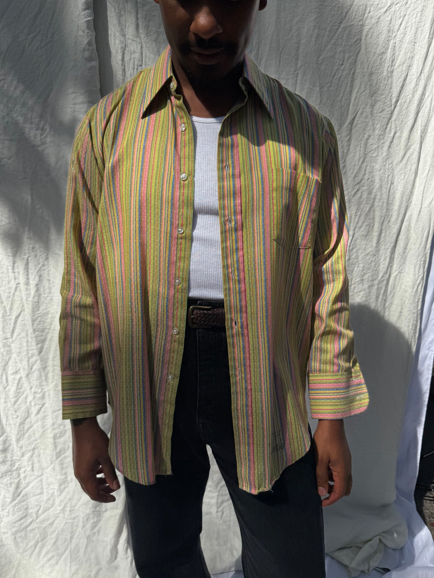 1970's Multi Color Stripe Button Down