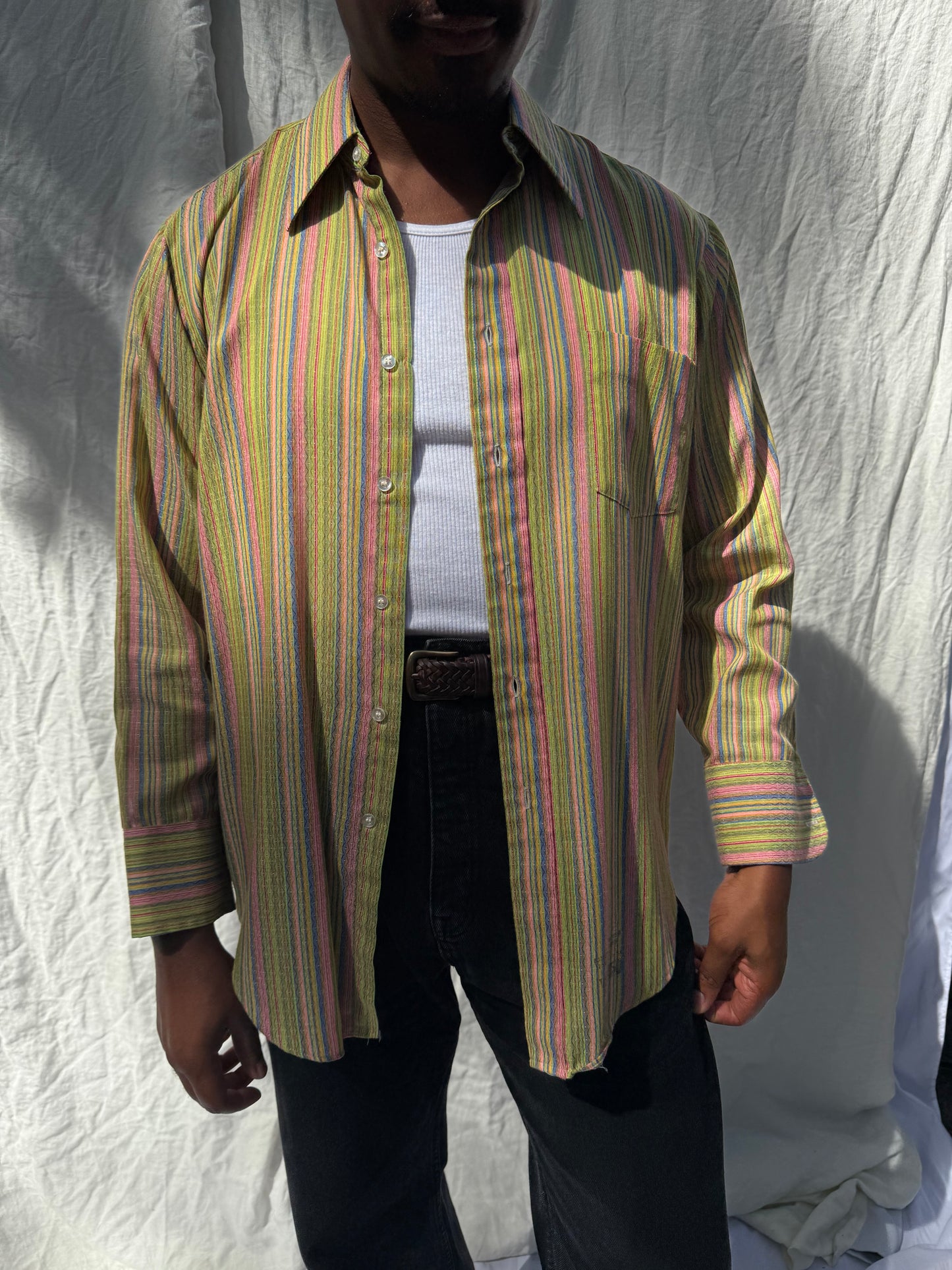 1970's Multi Color Stripe Button Down