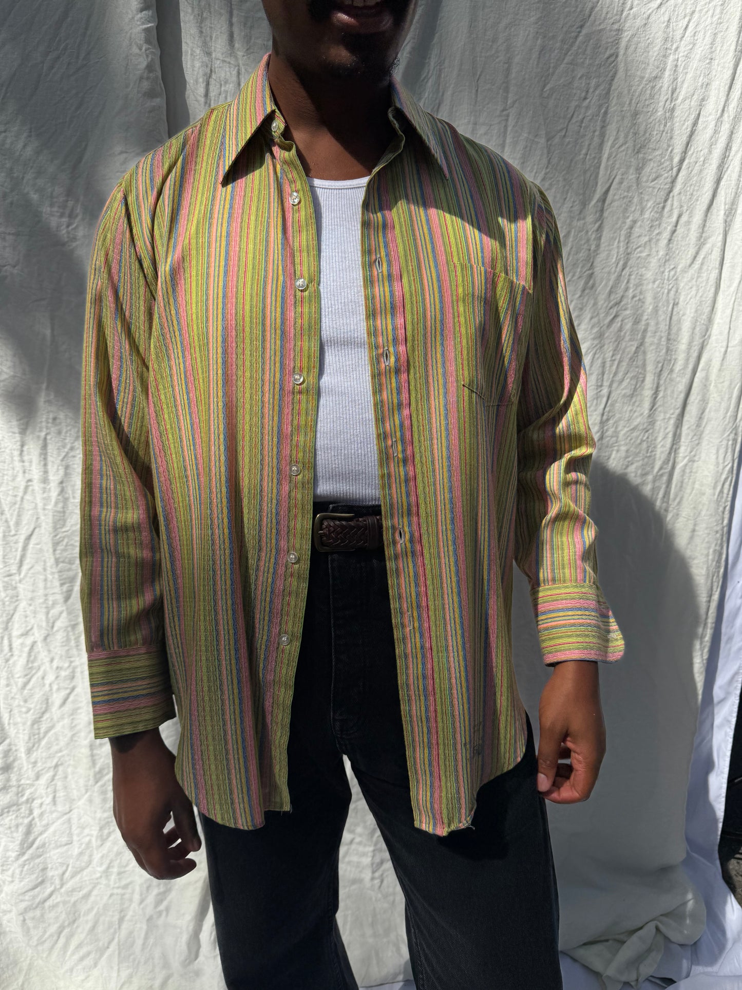 1970's Multi Color Stripe Button Down