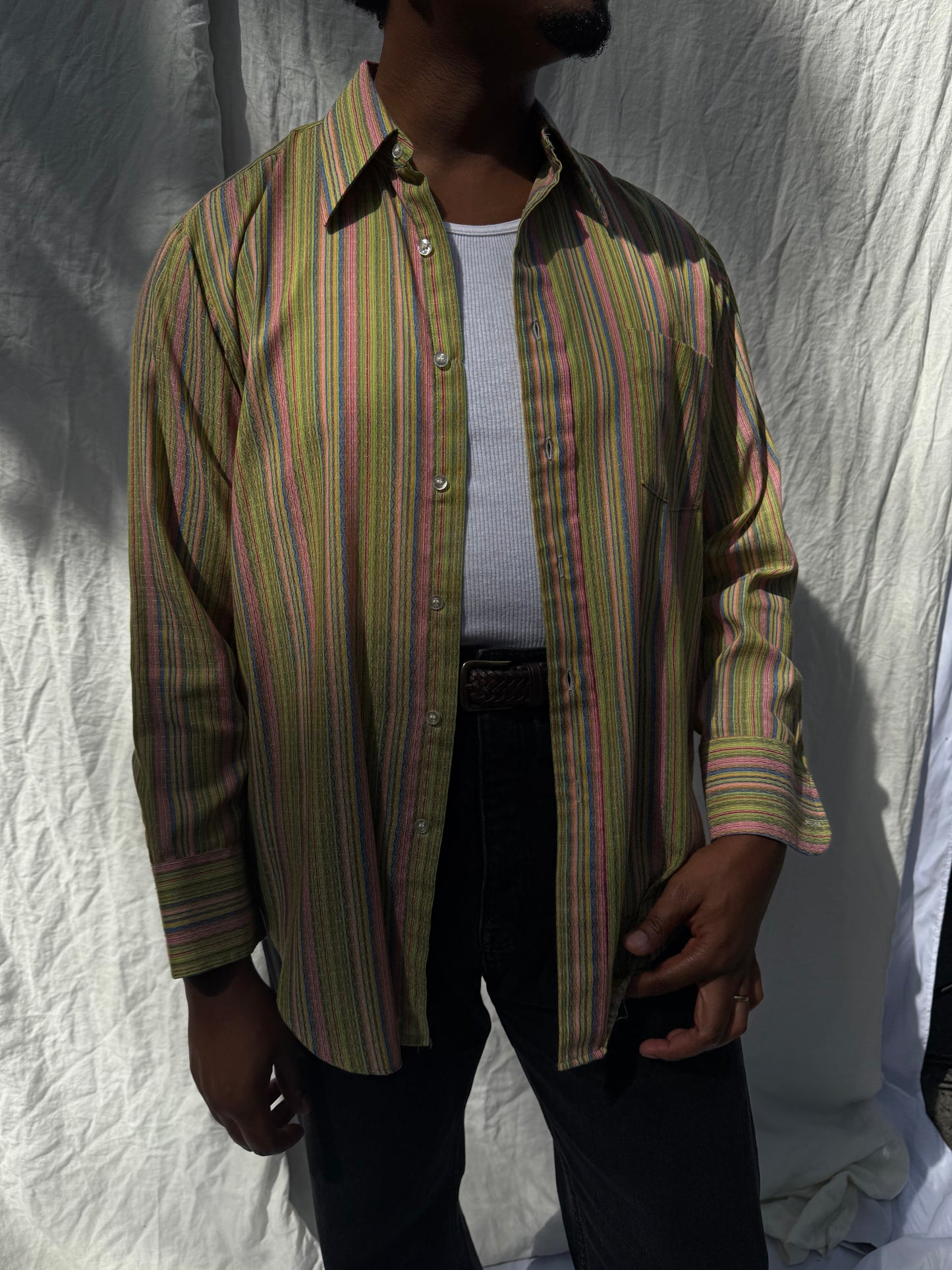 1970's Multi Color Stripe Button Down