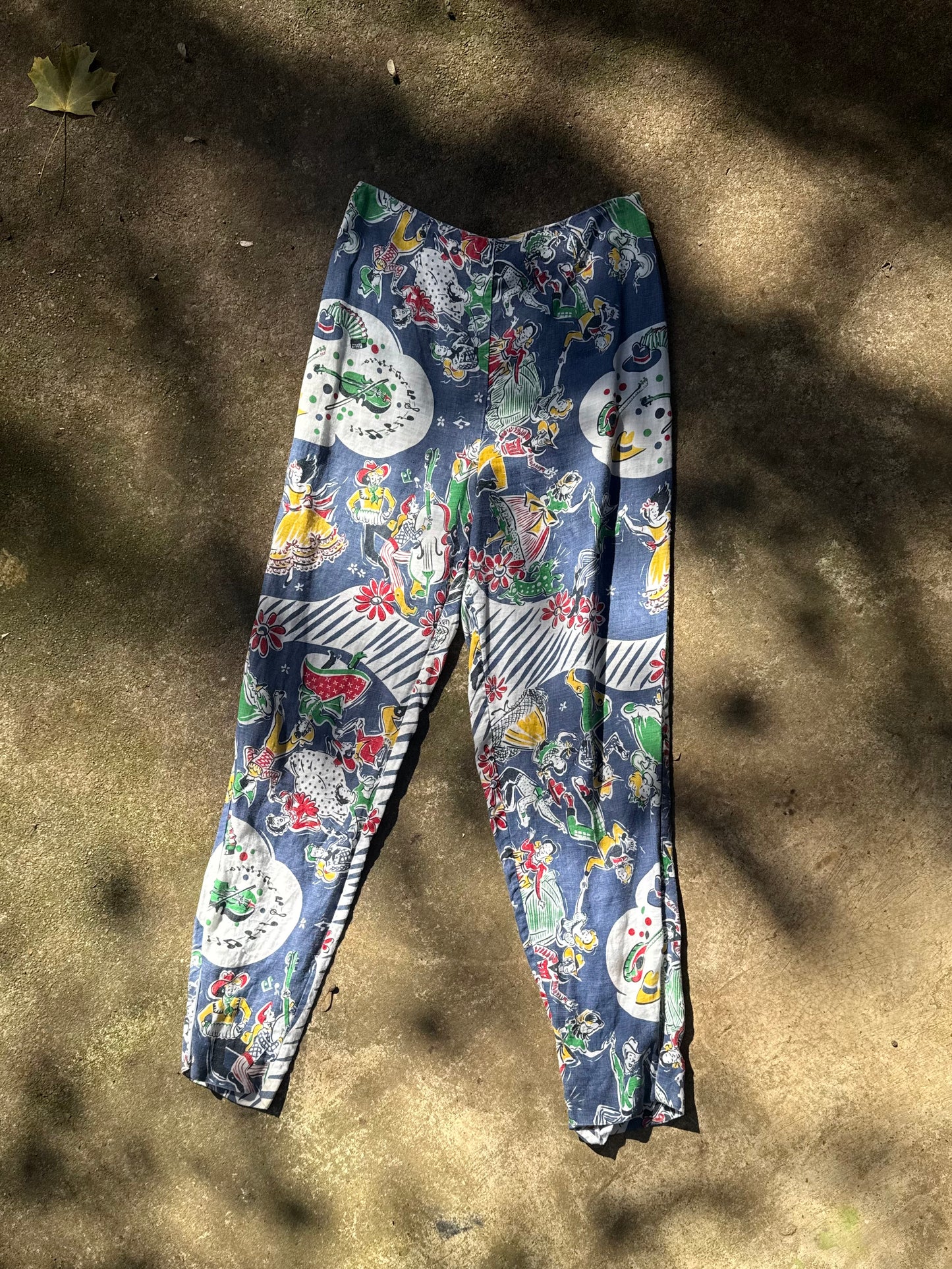 1980's  Linen DKNY Novelty Western Print Pants