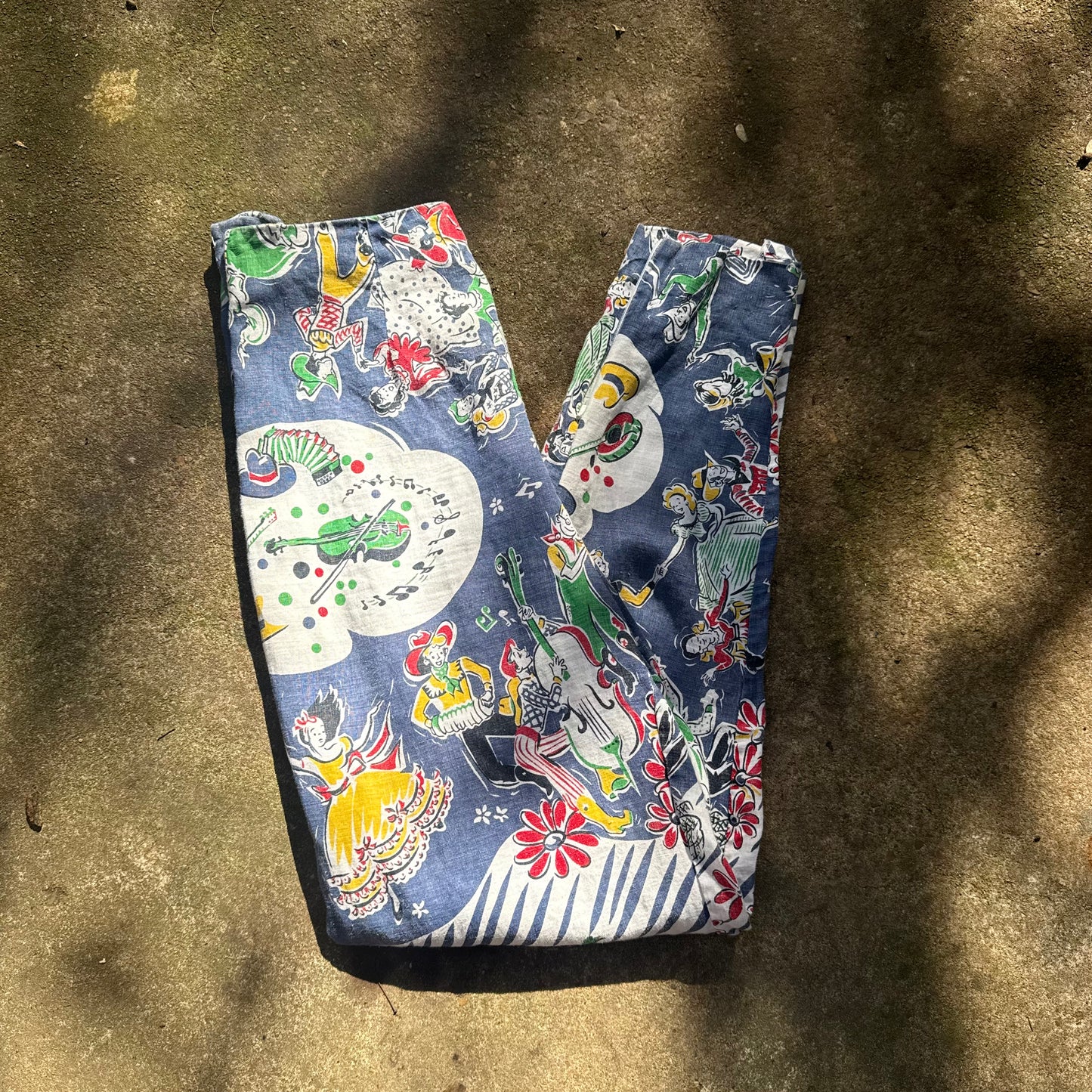 1980's  Linen DKNY Novelty Western Print Pants