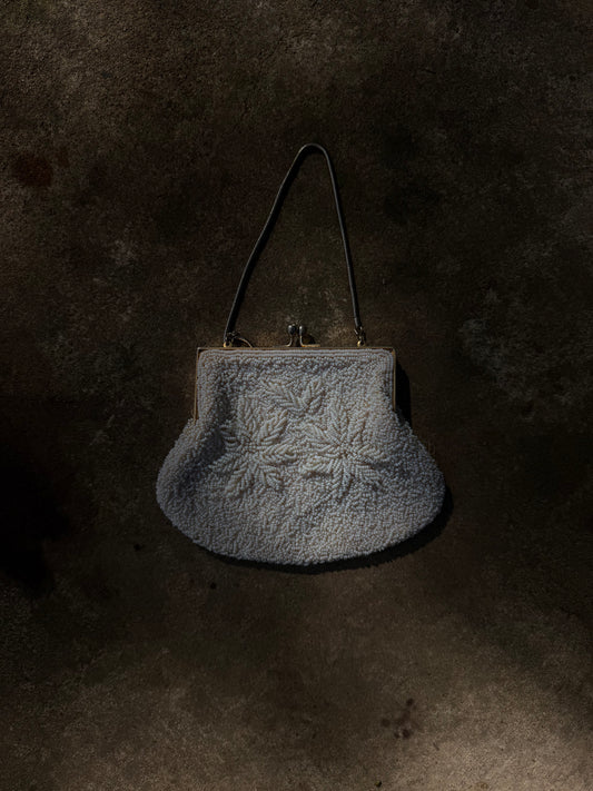 1960's Beaded Floral White Purse