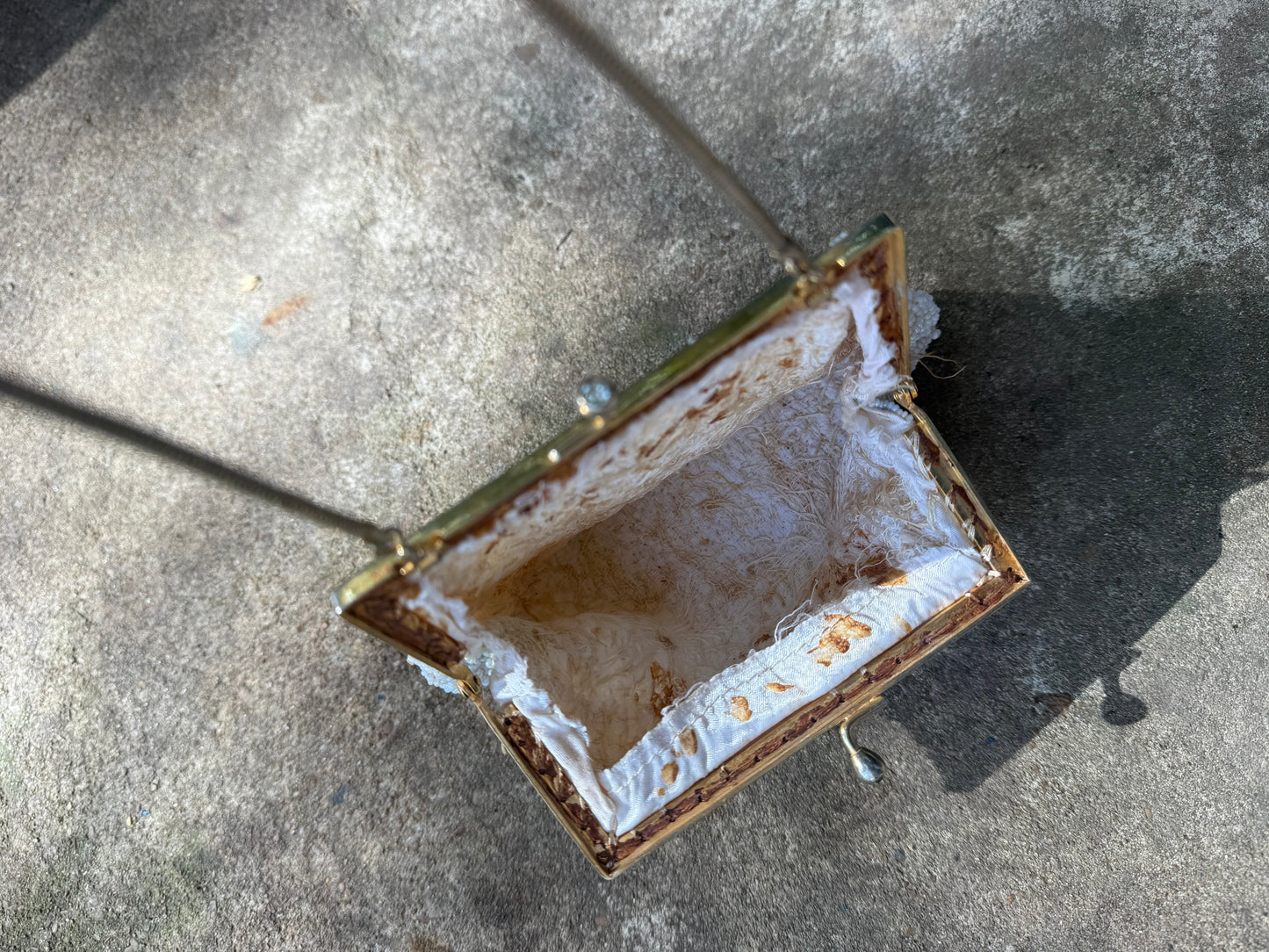 1960's Beaded Floral White Purse