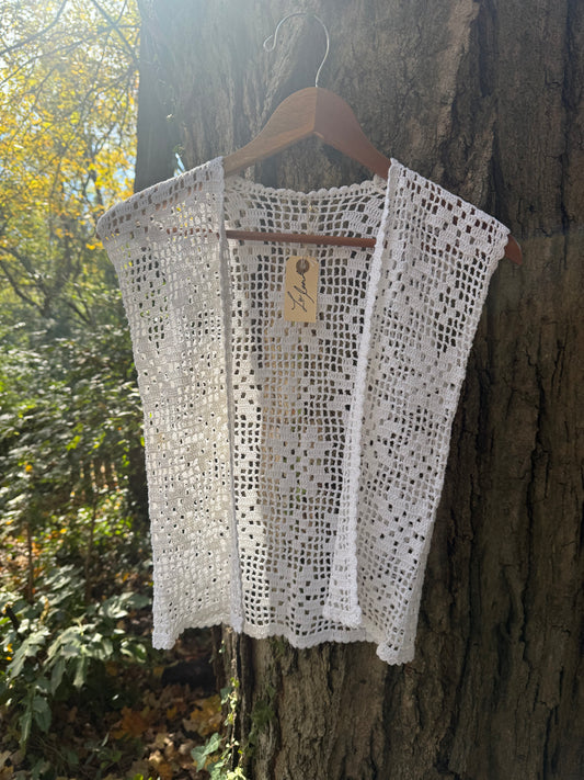 70's Hand-Crocheted Lace Vest