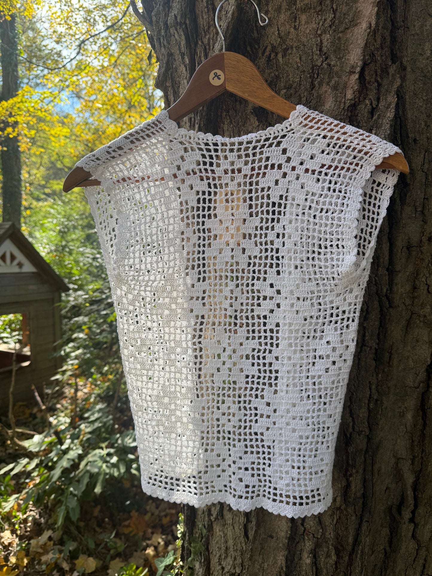 70's Hand-Crocheted Lace Vest