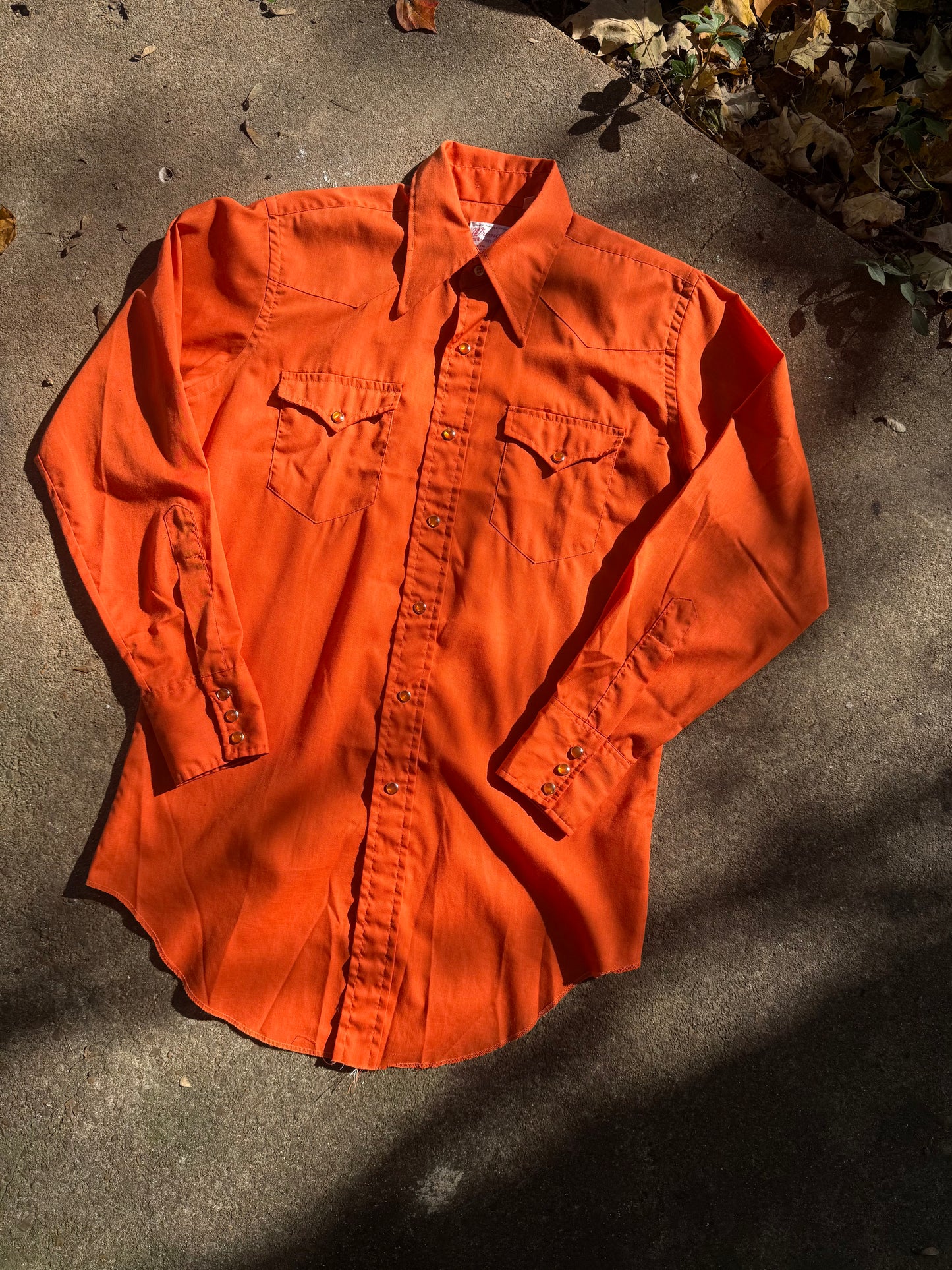 Vintage 1960's Wrangler Orange Western Pearl Snap