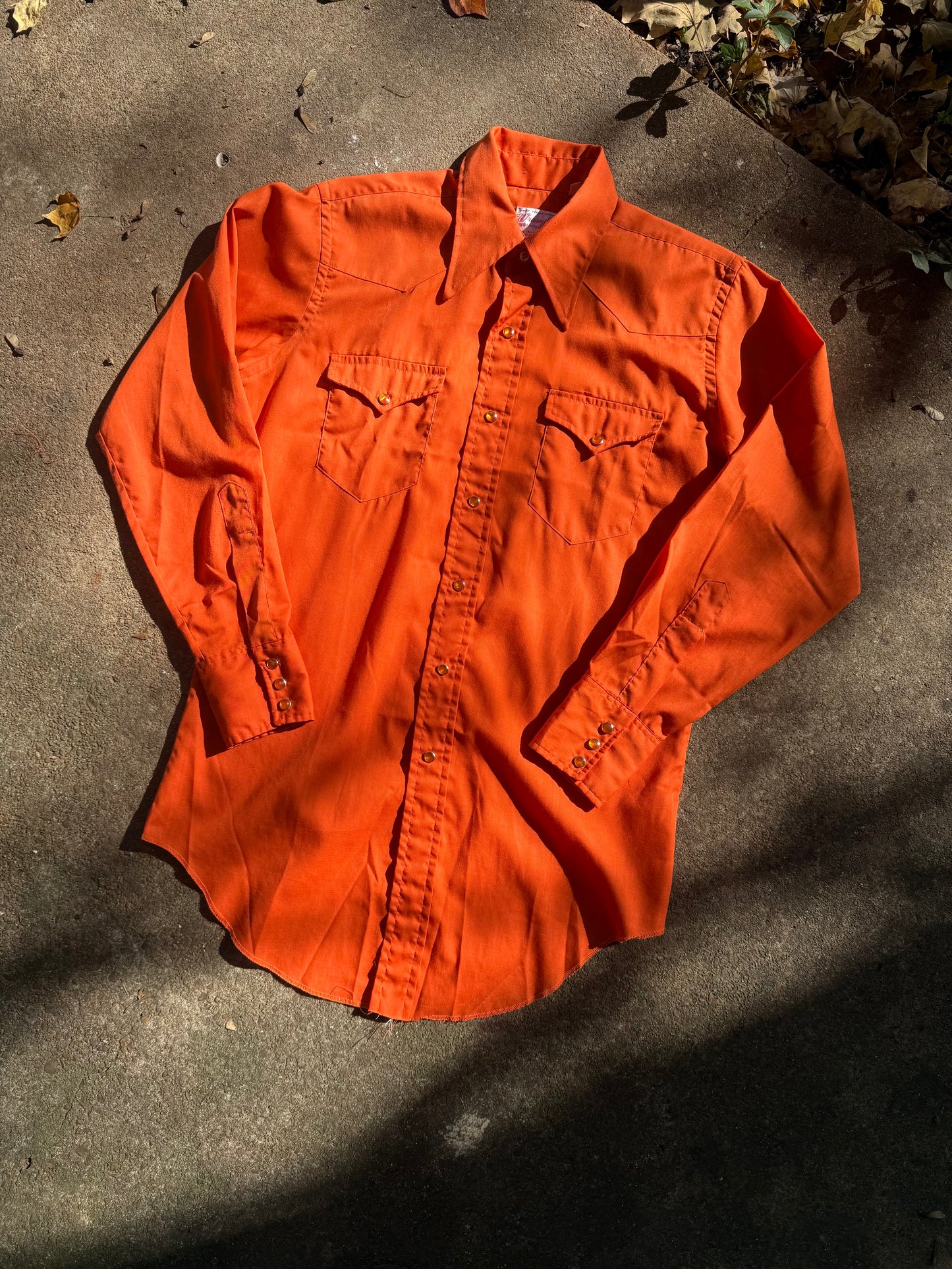 Vintage 1960's Wrangler Orange Western Pearl Snap