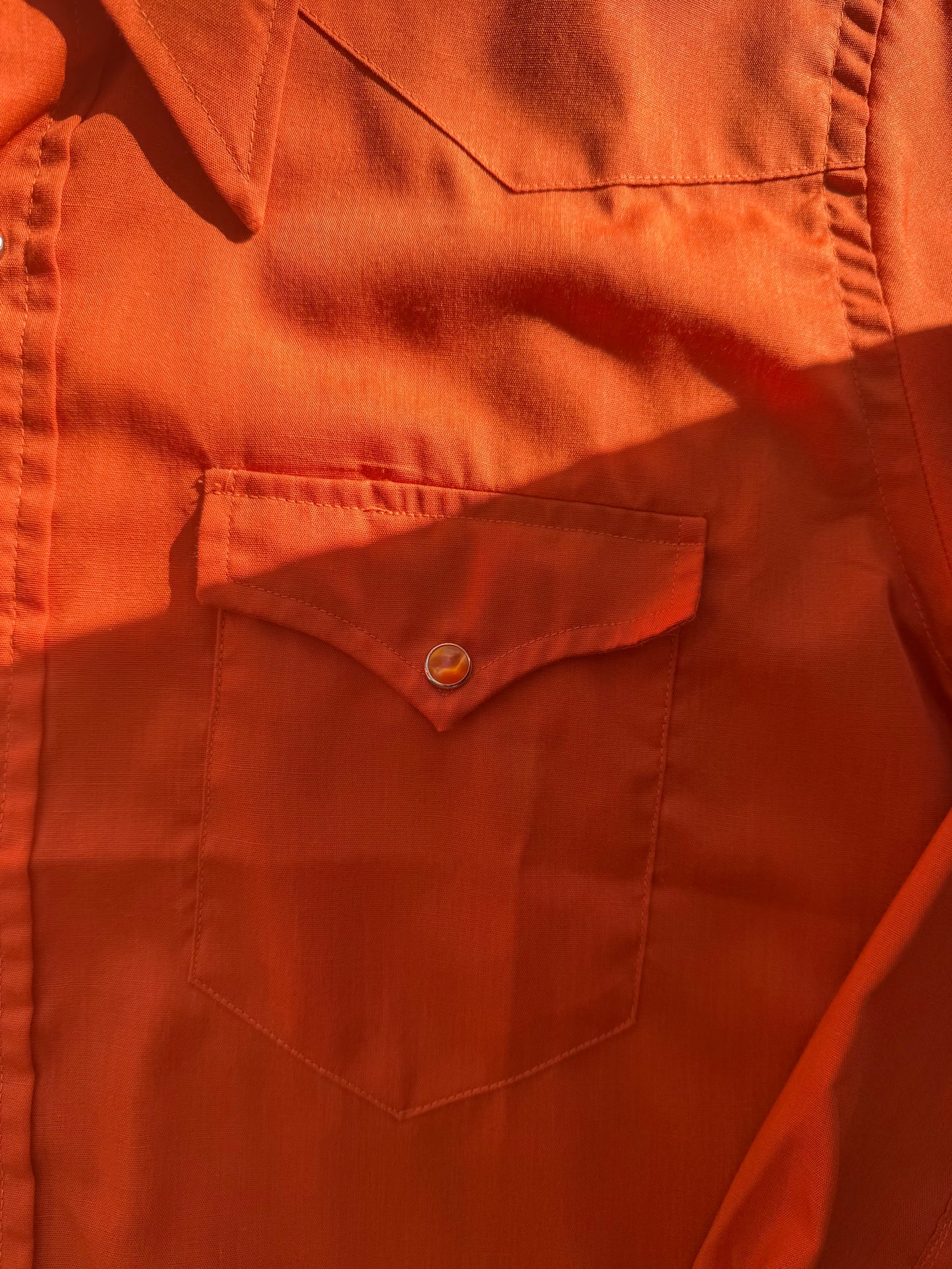 Vintage 1960's Wrangler Orange Western Pearl Snap