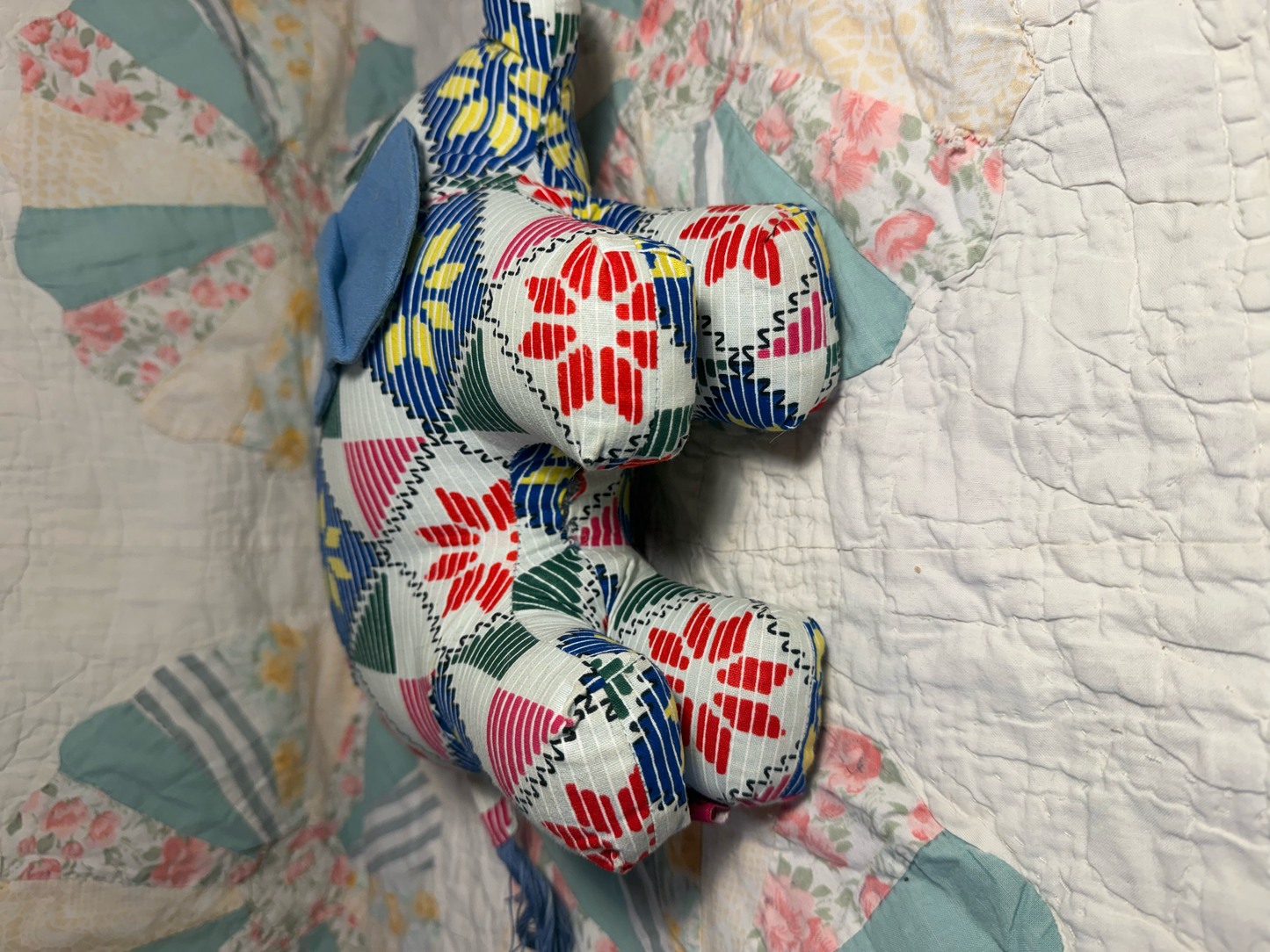 Handmade Vintage Patchwork Elephant Stuffie