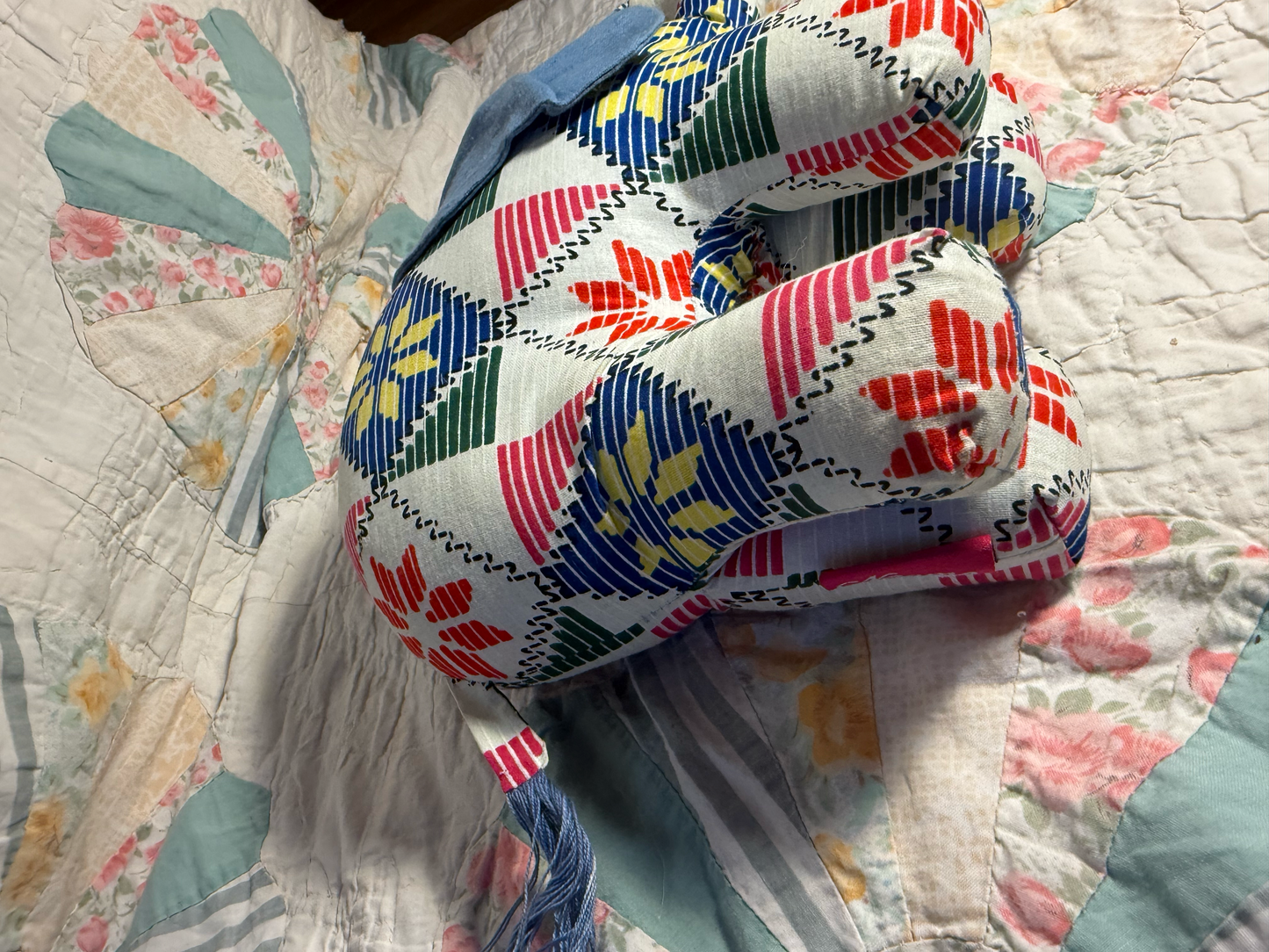 Handmade Vintage Patchwork Elephant Stuffie