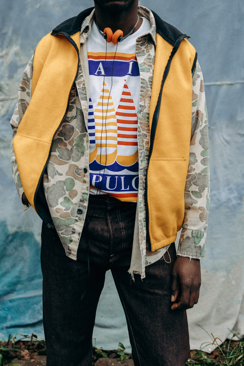 Y2K Safety Yellow Fleece Zip Up Vest