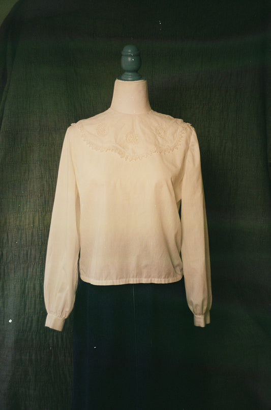 1940's Handmade Bib Collar Cotton Blouse