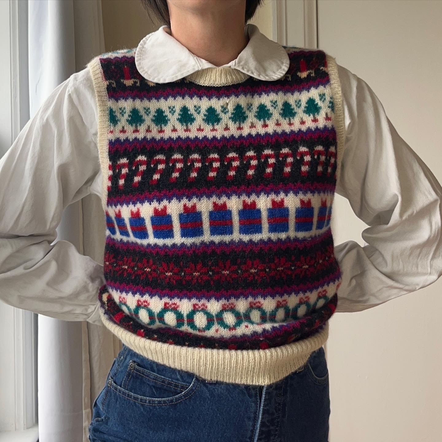 1990's Wool Holiday Knit Vest