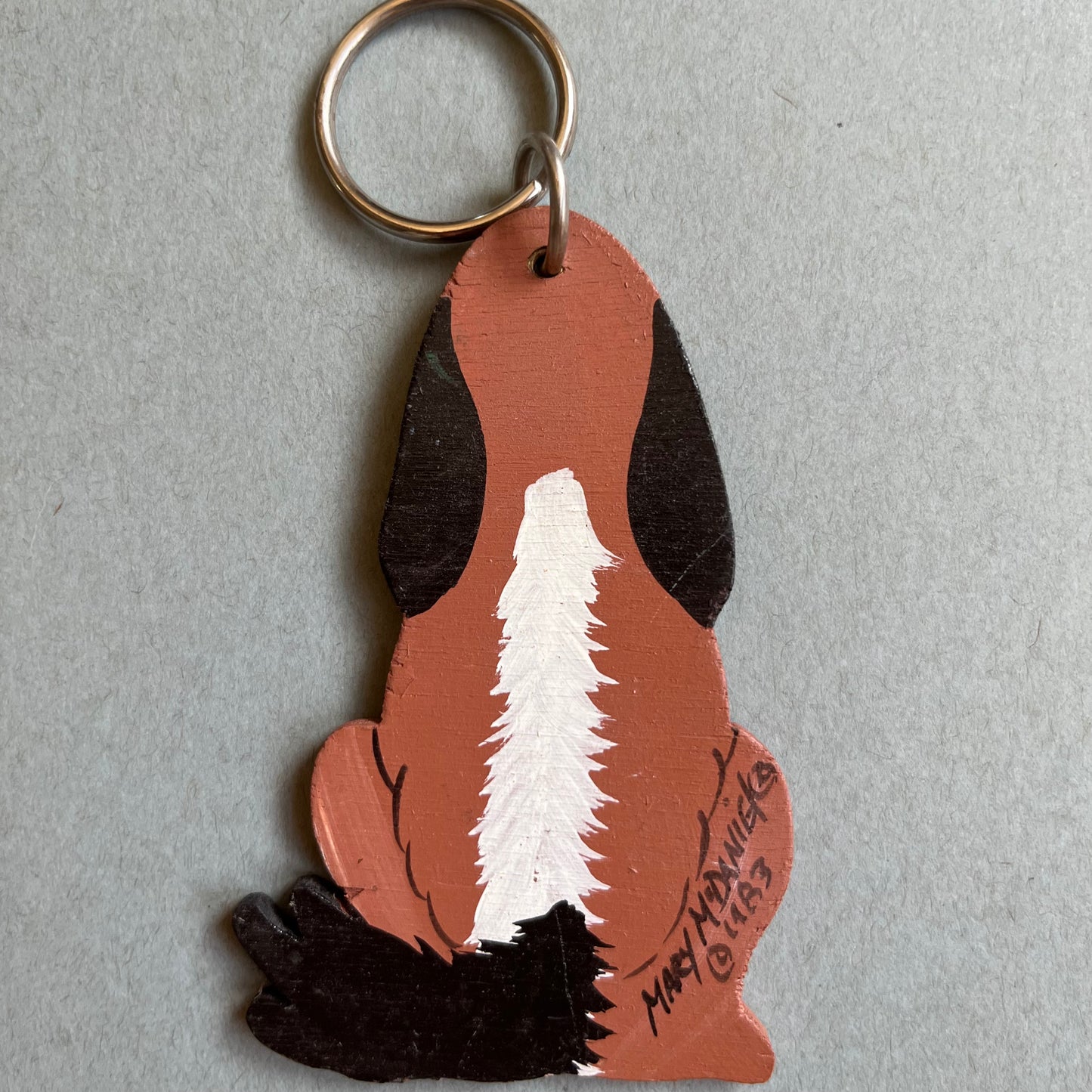 1980's Wooden Dog Keychain