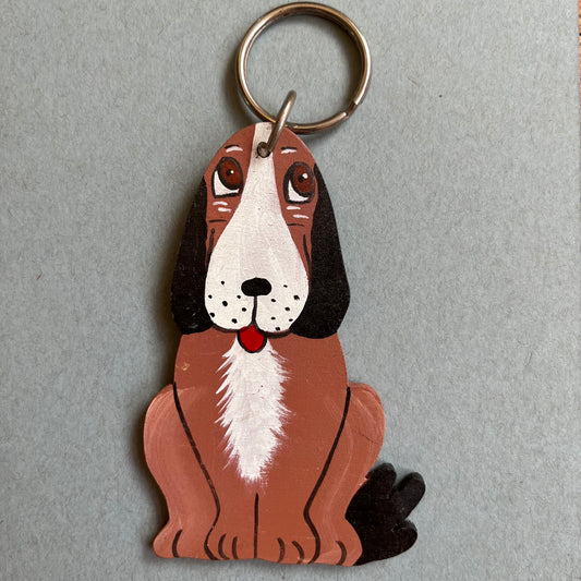 1980's Wooden Dog Keychain