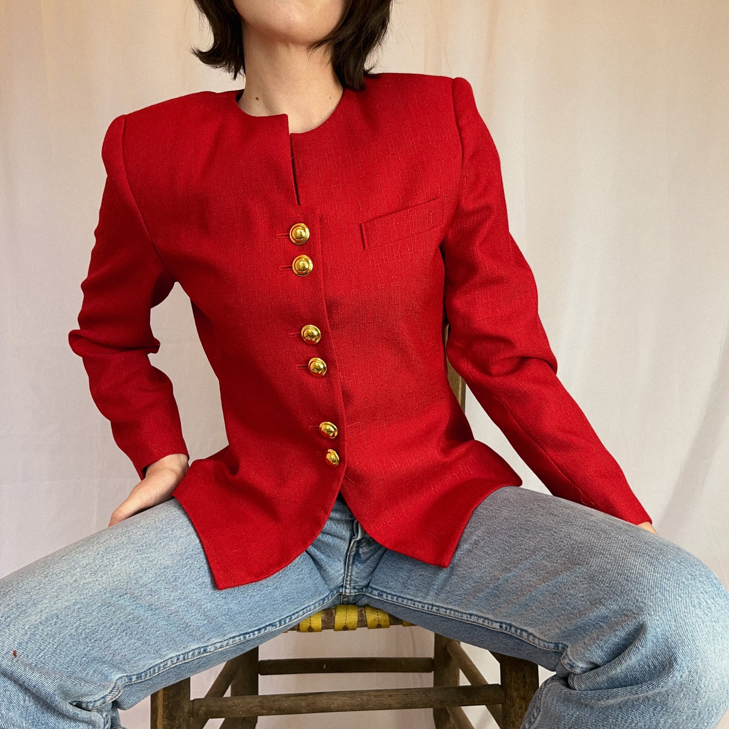 1980's Dead Stock Red Structured Blazer