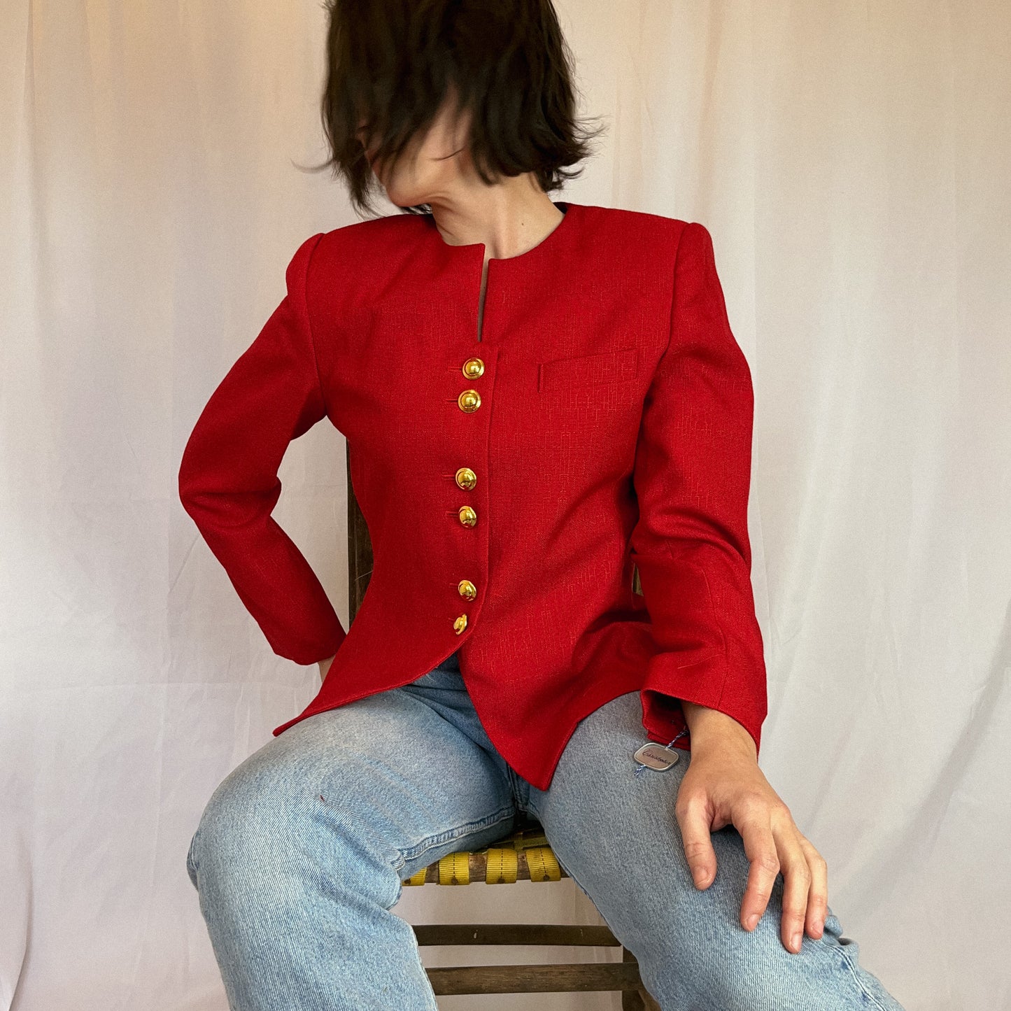 1980's Dead Stock Red Structured Blazer